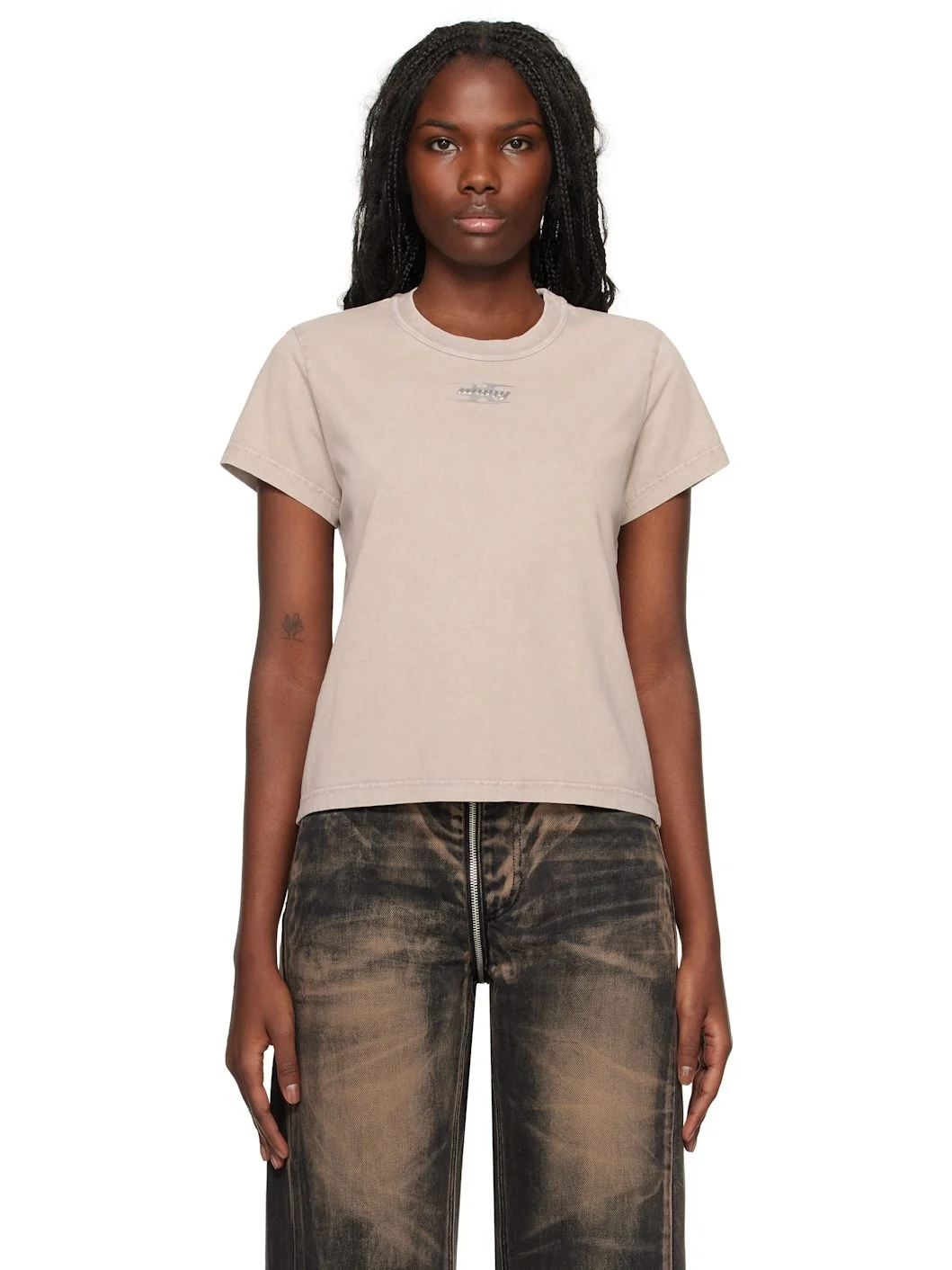 Taupe Blade Logo-Embossed T-shirt - 1