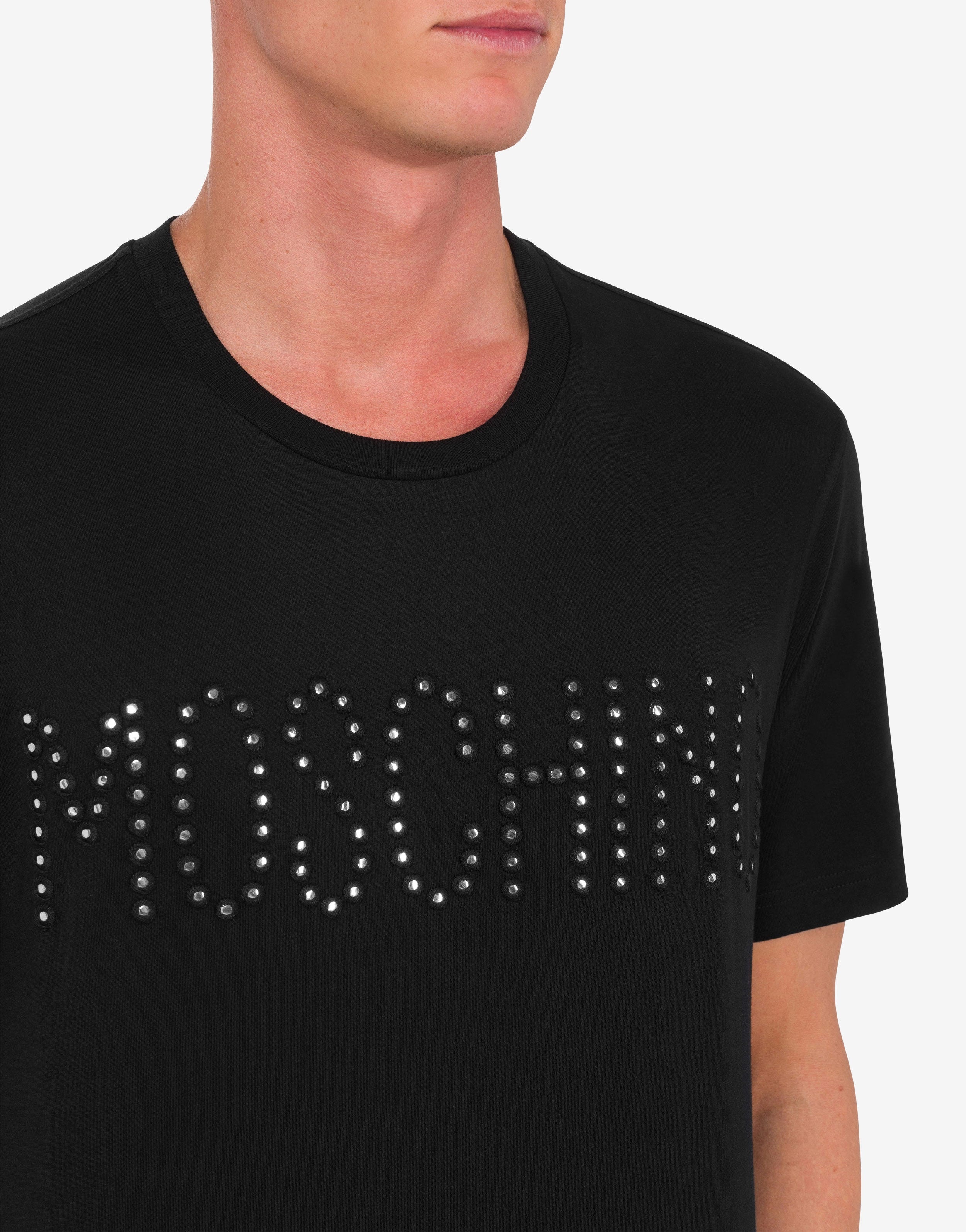 Moschino EMBROIDERED MIRRORS ORGANIC JERSEY T-SHIRT | REVERSIBLE