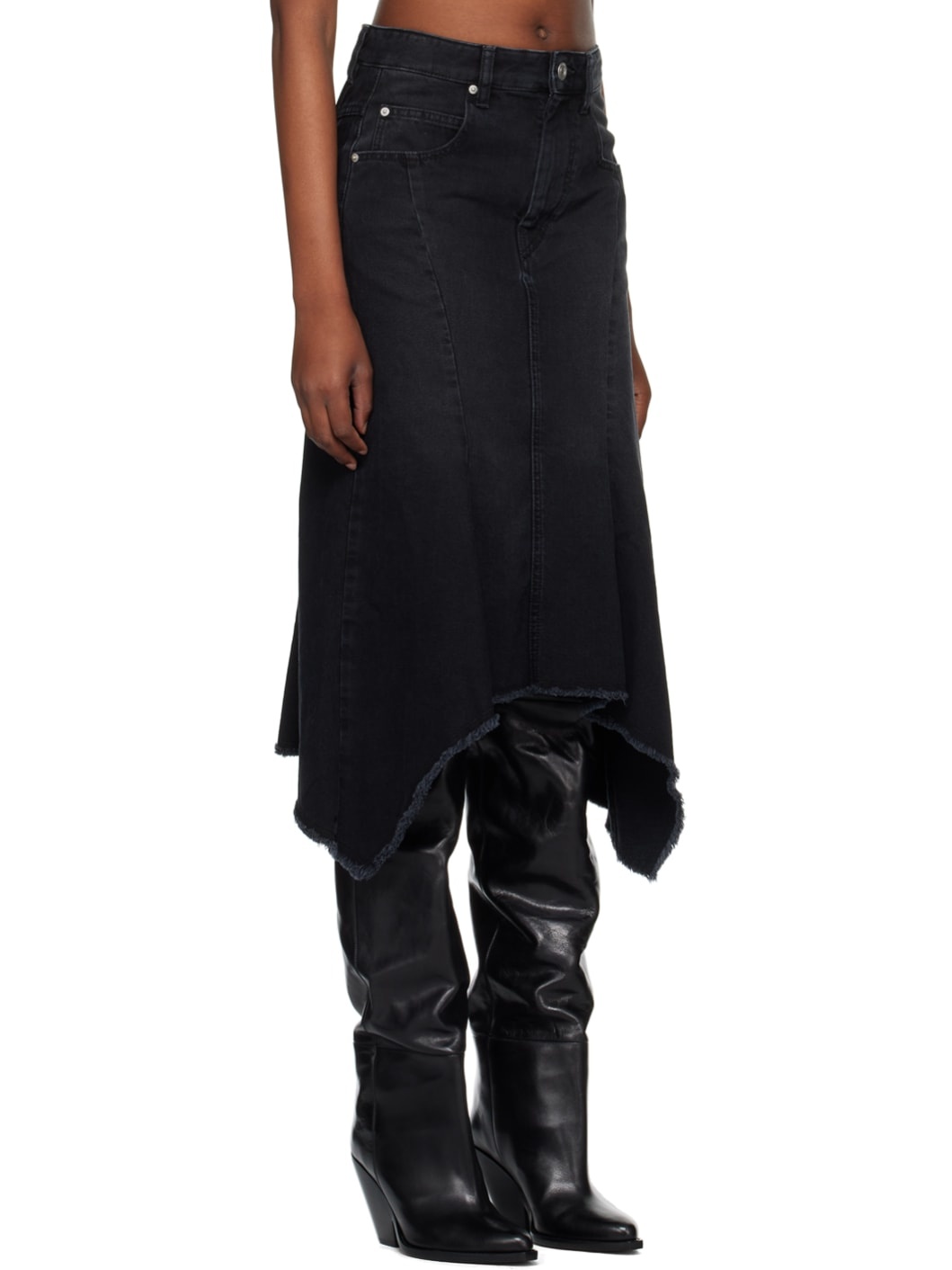 Black Nyda Denim Midi Skirt - 2