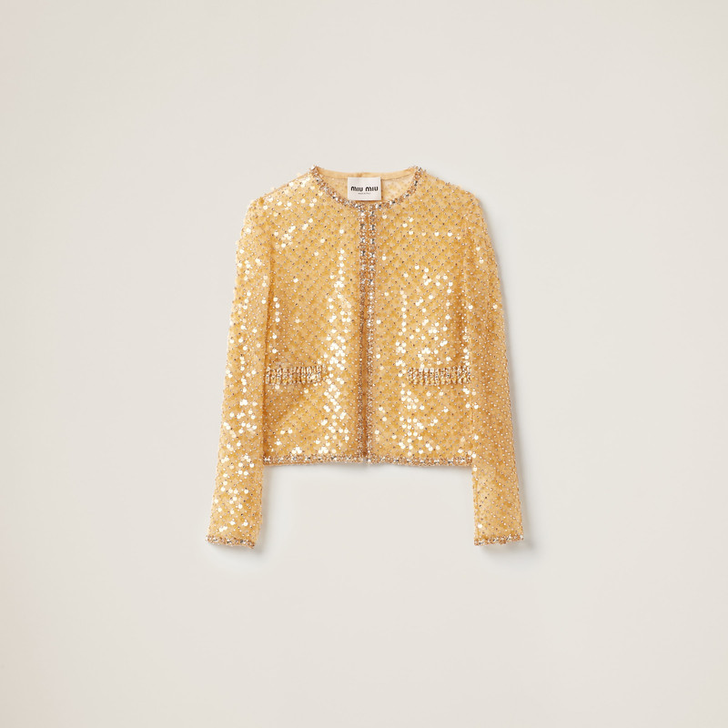 Embroidered single-breasted organza jacket 1