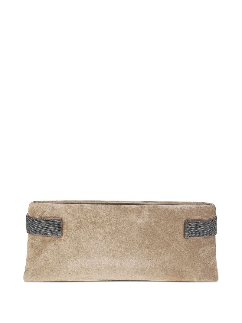 Brunello Cucinelli monili-detail suede clutch bag outlook