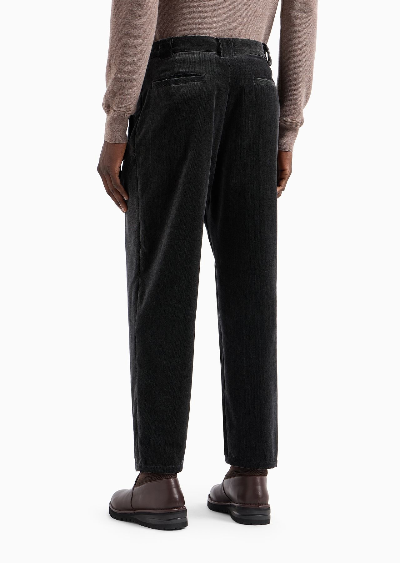 Single-pleat velvet trousers - 3