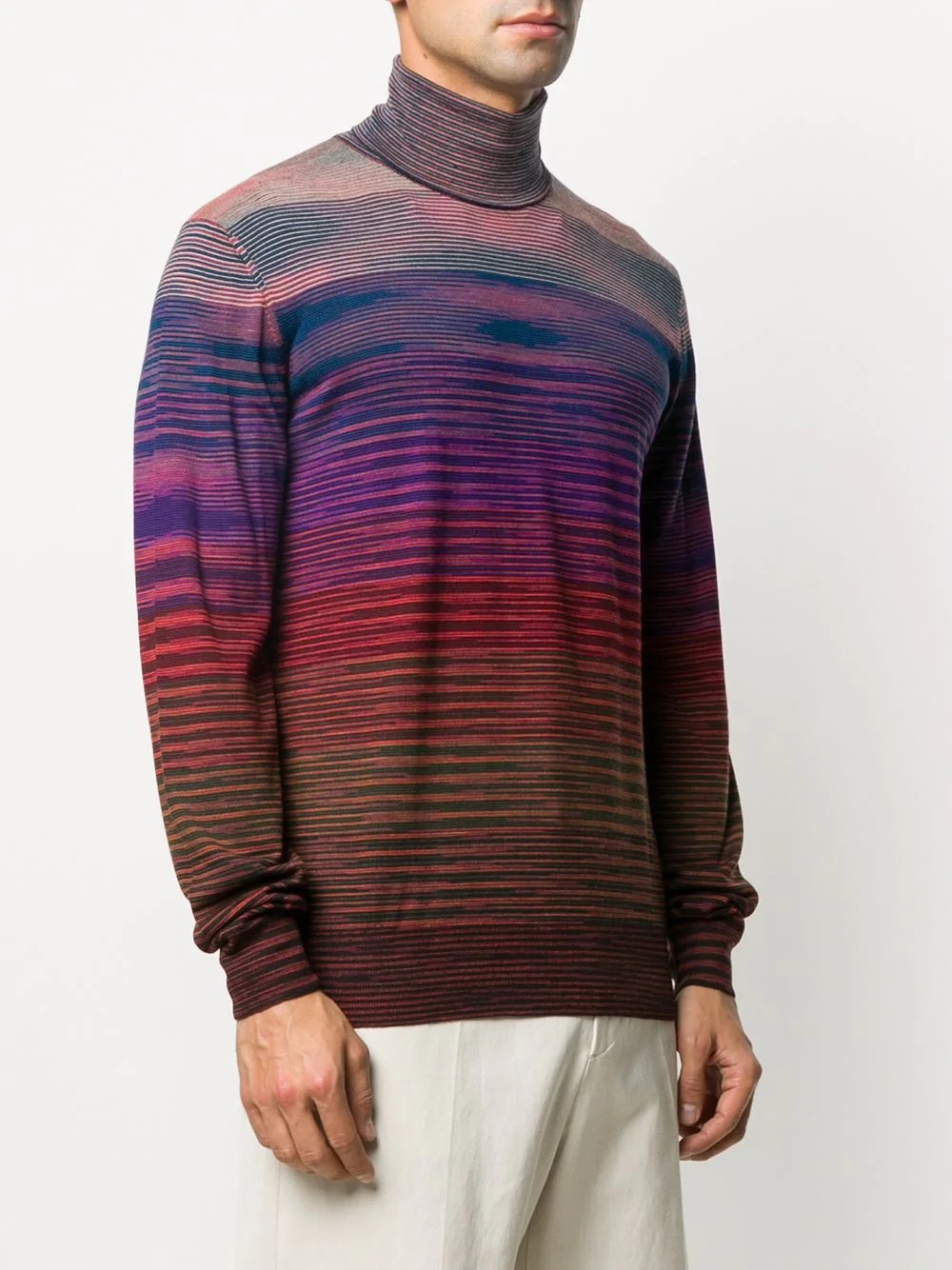 striped rib-trimmed jumper - 3