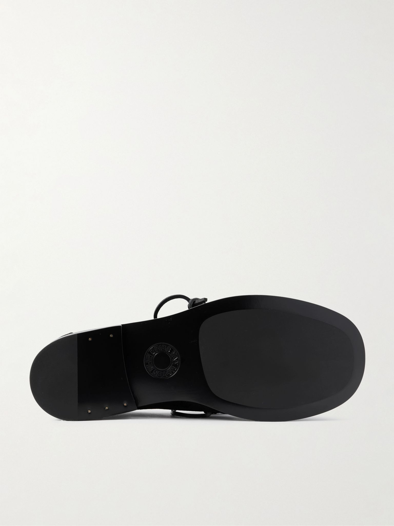 Leather-Trimmed Suede Boat Shoes Black - 3