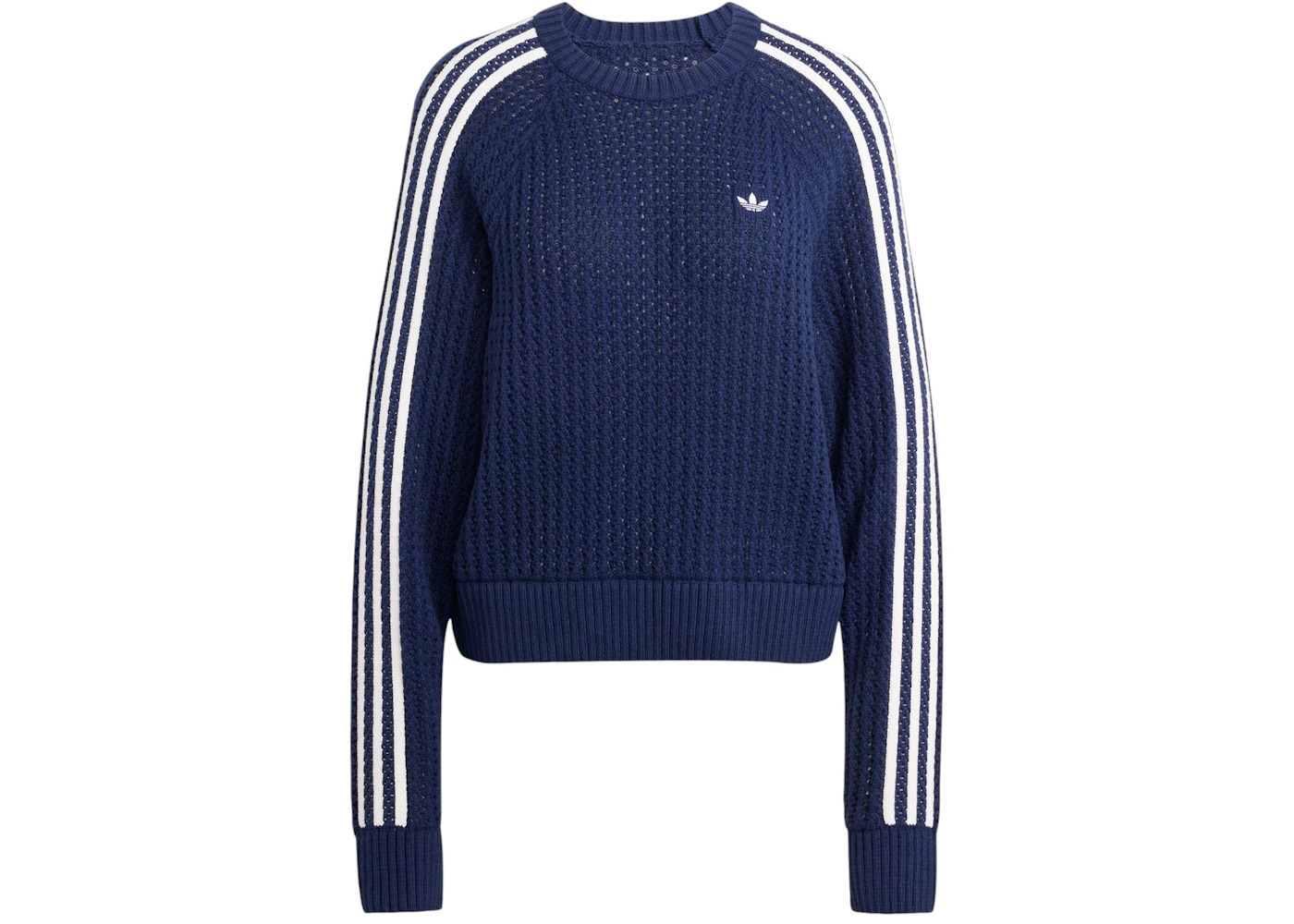 adidas Women's Adicolor Knitted Crew Sweatshirt Night Indigo - 1