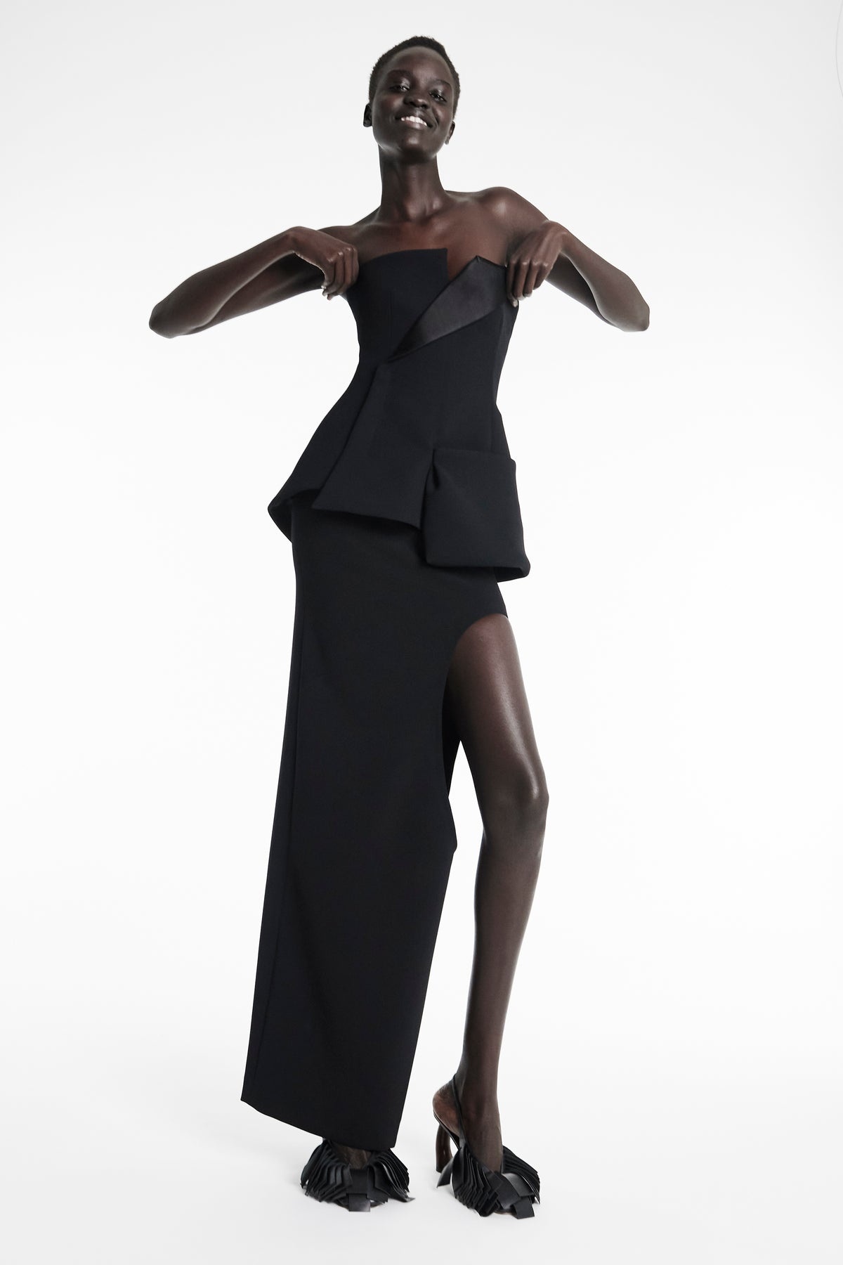 CORSETED TUXEDO TOP BLACK - 7