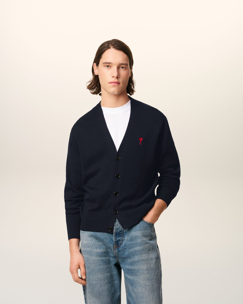 AMI Paris BLUE WOOL AMI DE COEUR CARDIGAN outlook