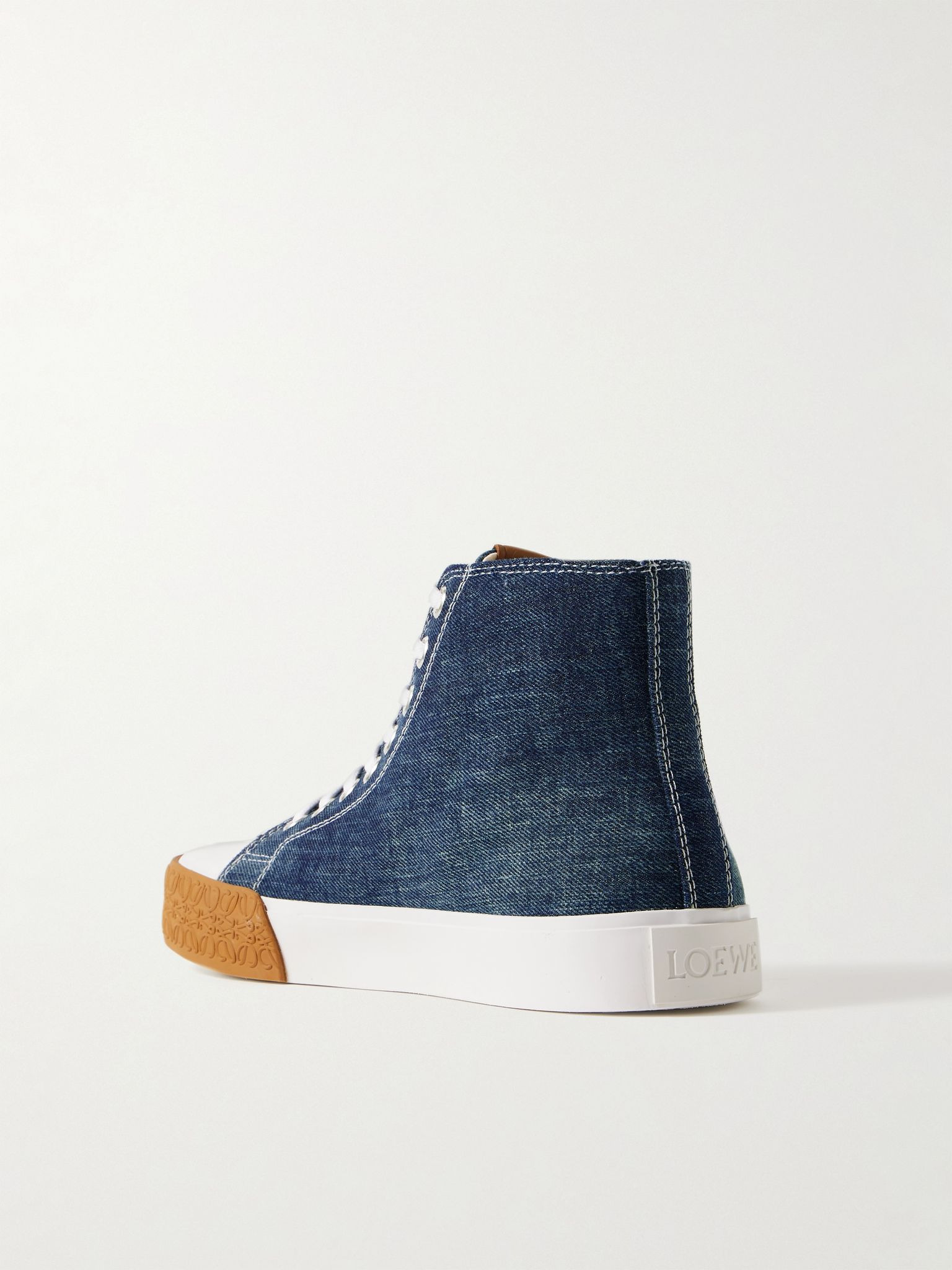 + Paula's Ibiza Bloc Rubber-Trimmed Denim High-Top Sneakers Blue - 4