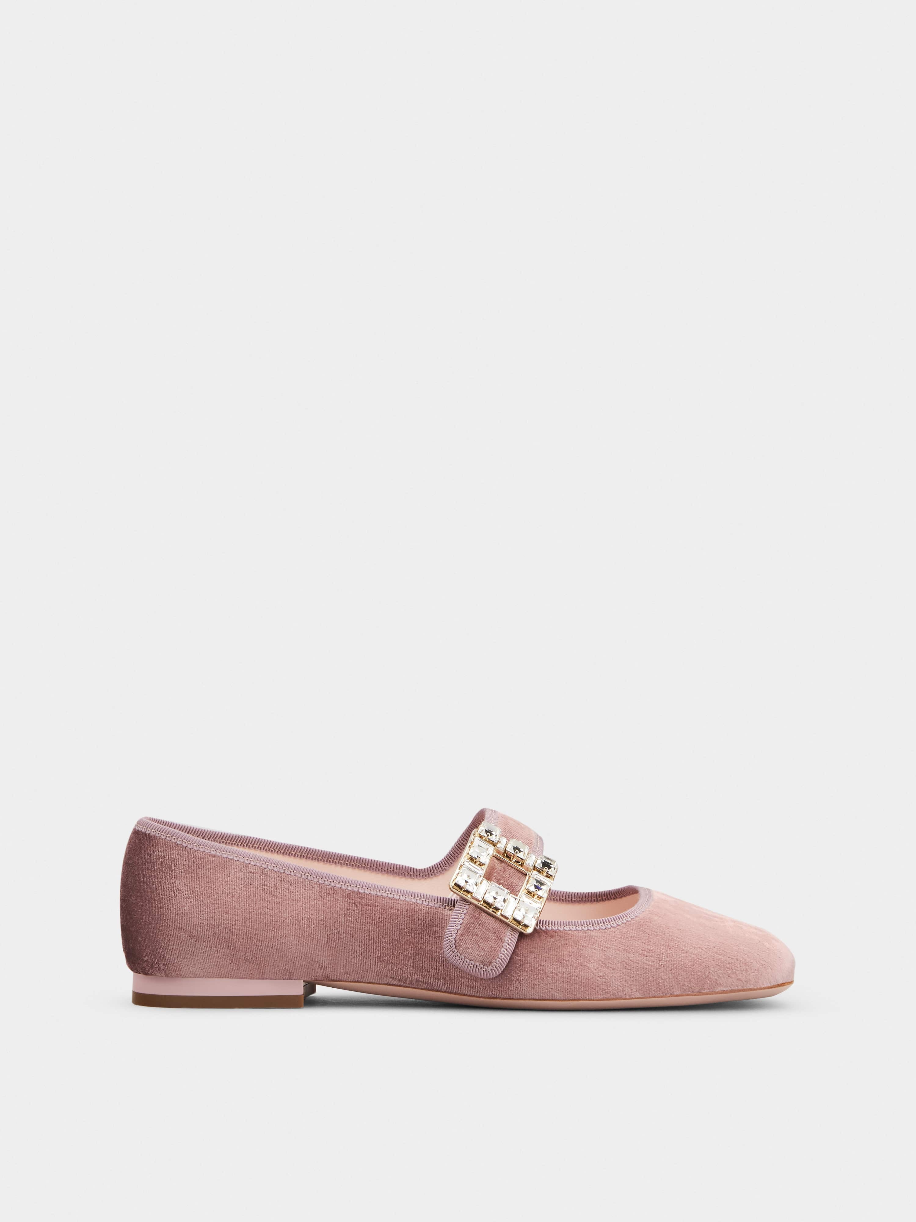 Très Vivier Strass Buckle Babies Ballerinas in Velvet - 1
