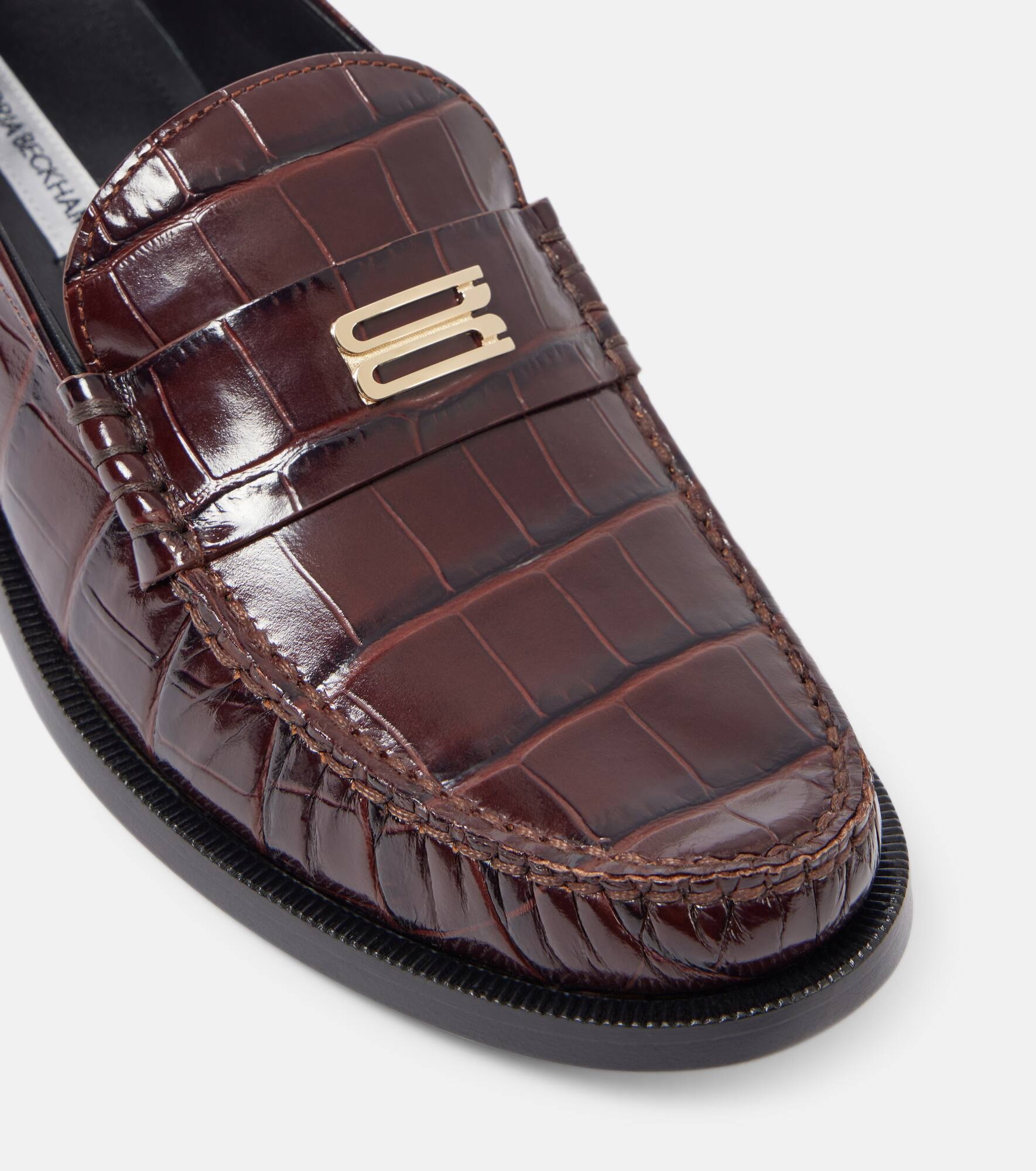 Croc-effect leather loafers - 4