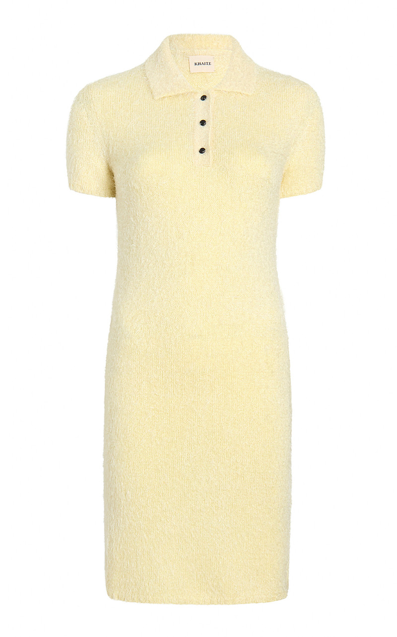 Graciela Knit Silk-Cashmere Polo Mini Dress yellow 1