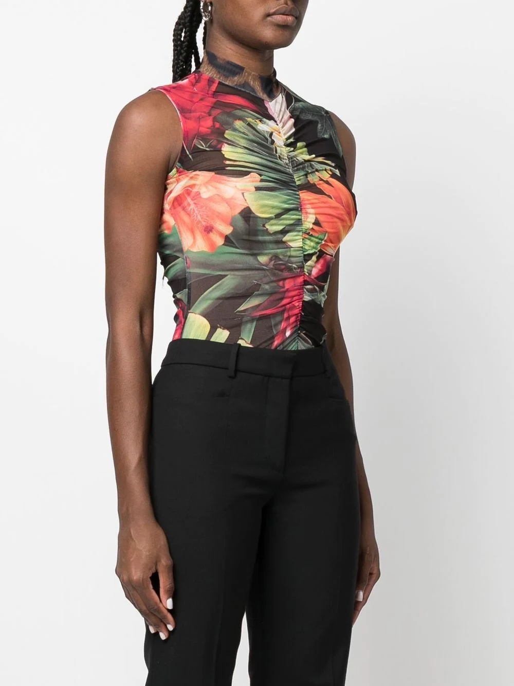 floral sleeveless bodysuit - 3