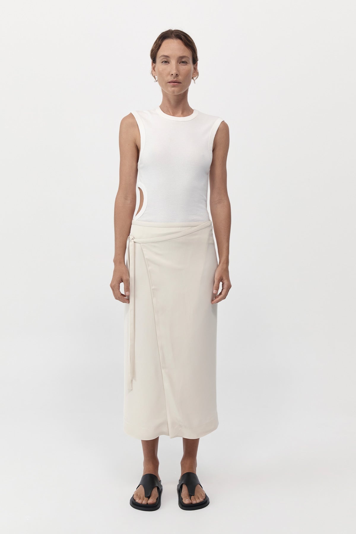 Midi Wrap Skirt - Cool White - 1