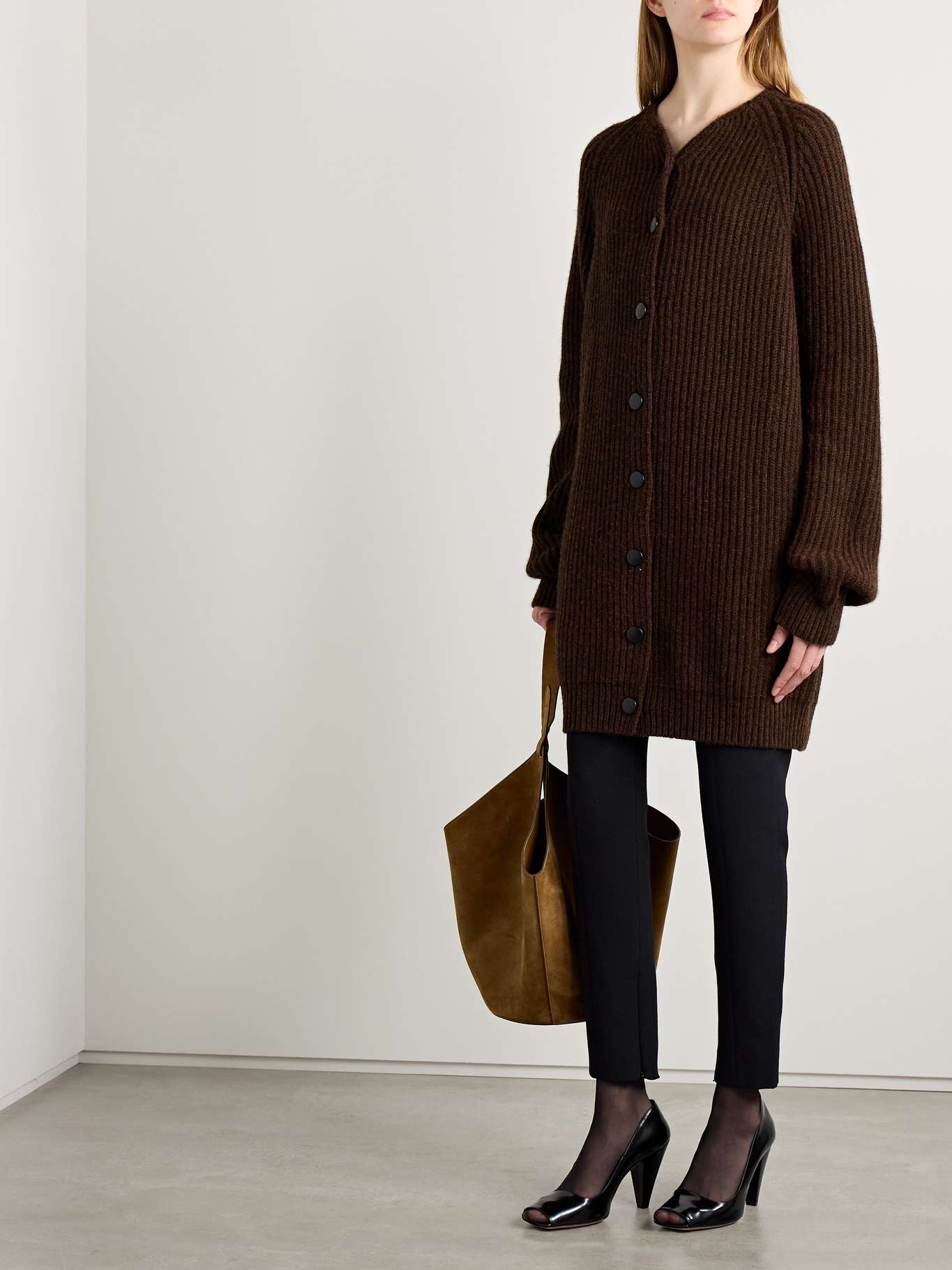 Jina oversized ribbed cashmere cardigan - 2