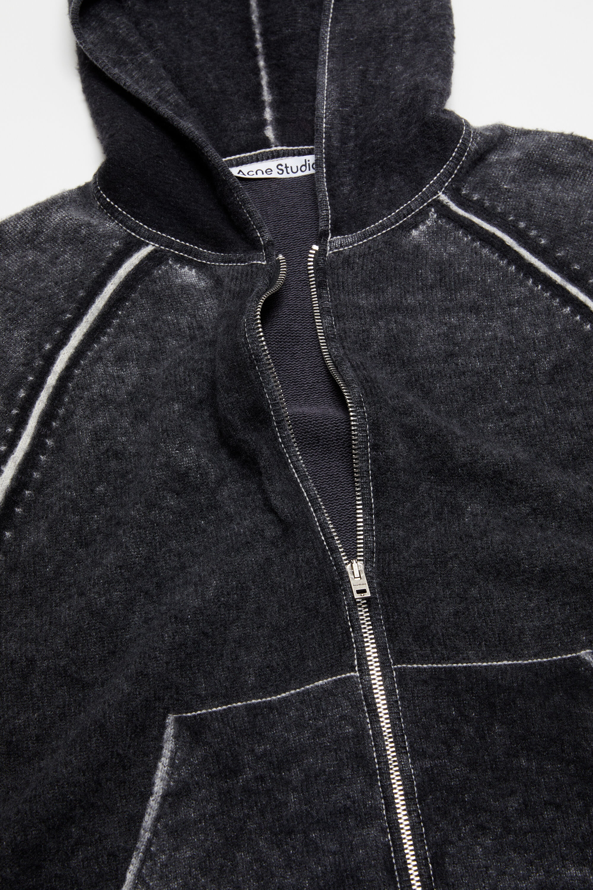 Hooded zipper sweater - Black - 5