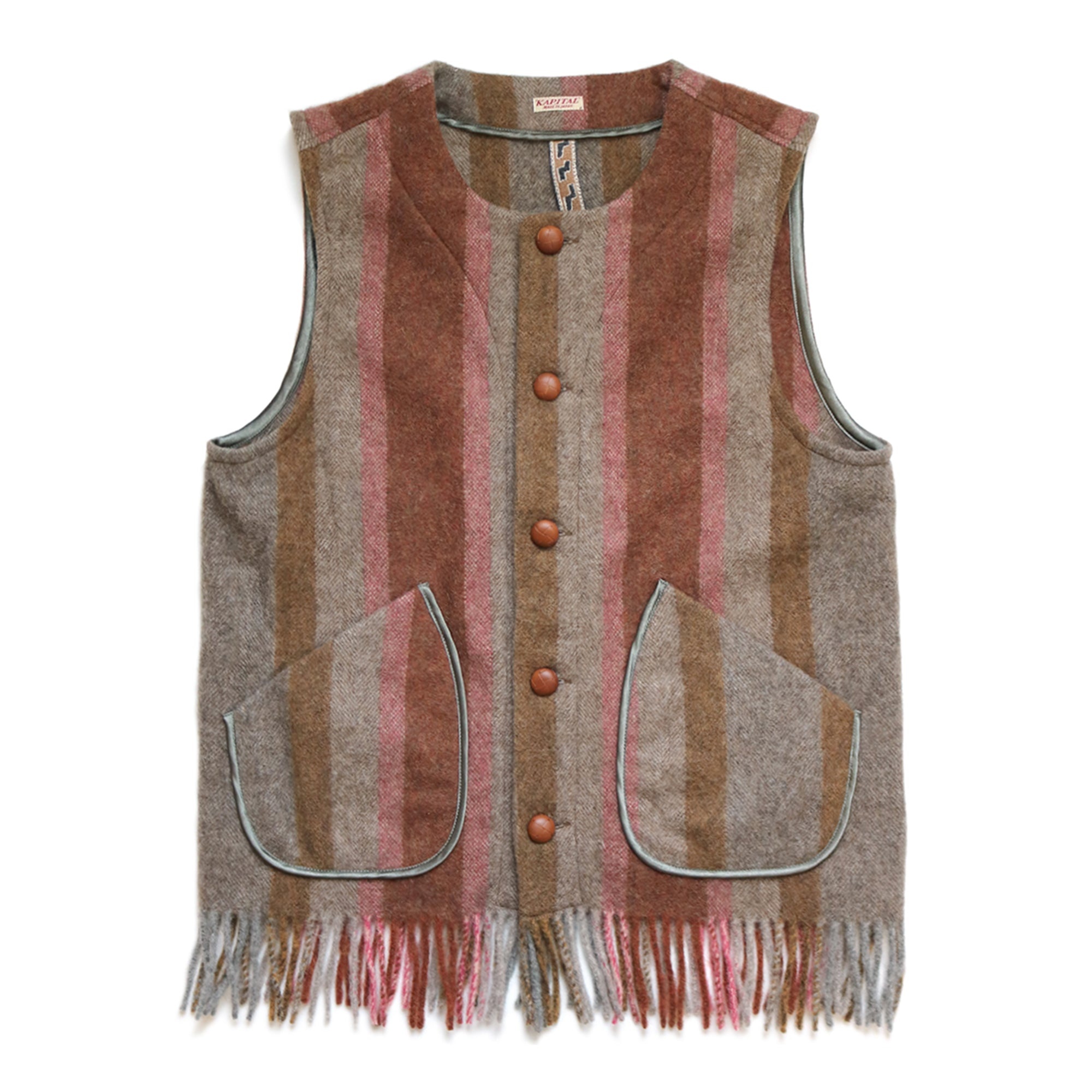 WOOL DAVINCI STRIPE GAUCHO VEST - BROWN - 1