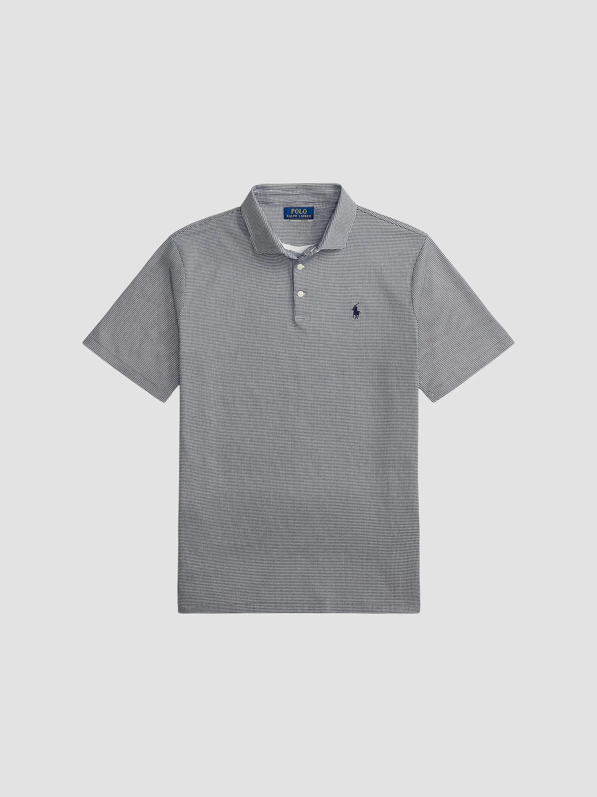 Men's Houndstooth Cotton Interlock Short-Sleeve Polo Shirt - Fairway Newport Navy - 1