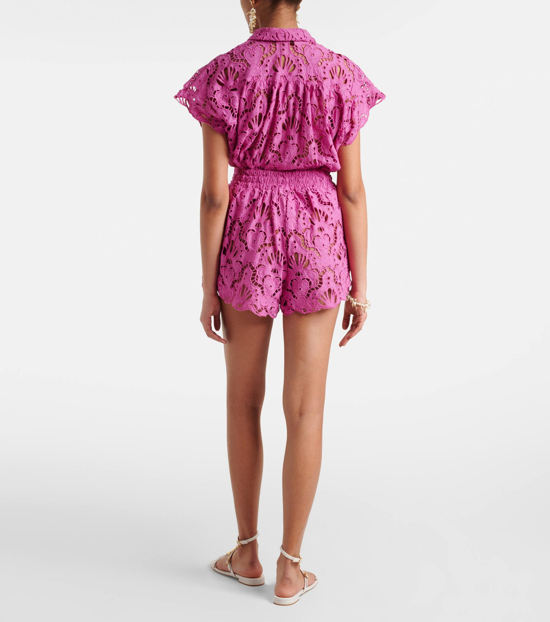 High-rise cotton lace shorts - 3