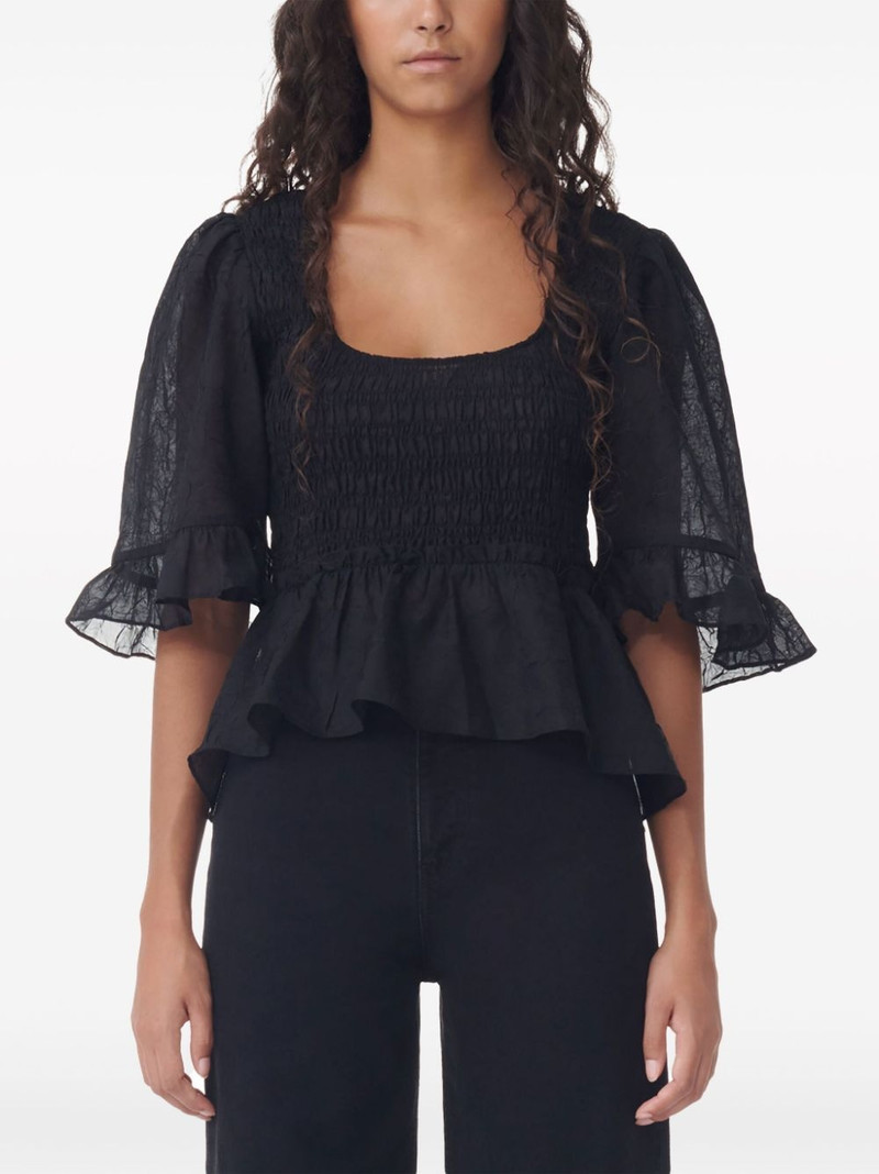 Crinkled Georgette Smock Blouse 5