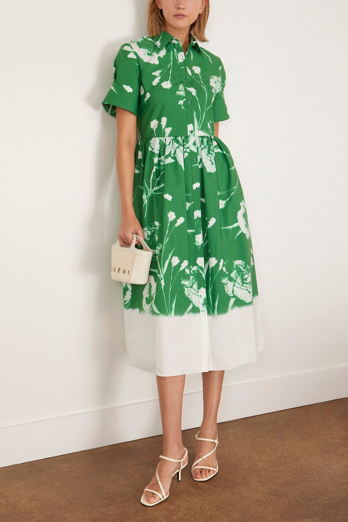 Short Sleeve Shirt Dress in Carnation Cyanotype Clover - 2