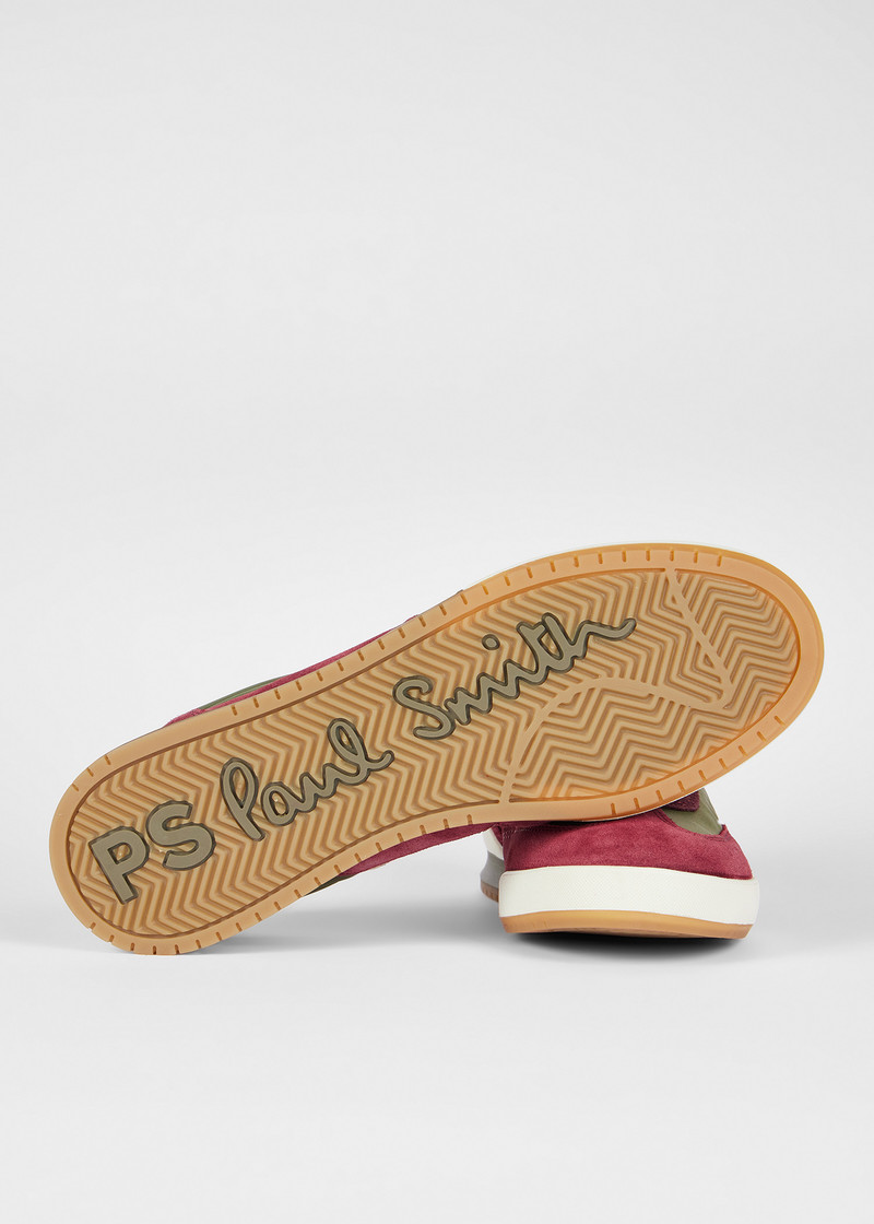 Paul Smith Burgundy and Khaki 'Dover' Trainers outlook
