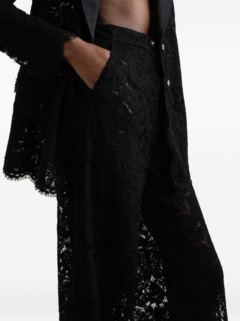lace-detailing trousers - 4