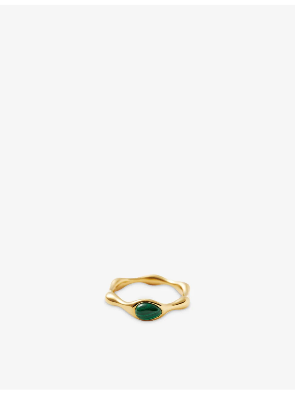 Magma Gemstone 18ct Yellow Gold Plated Brass And Malachite Stacking Ring - 1