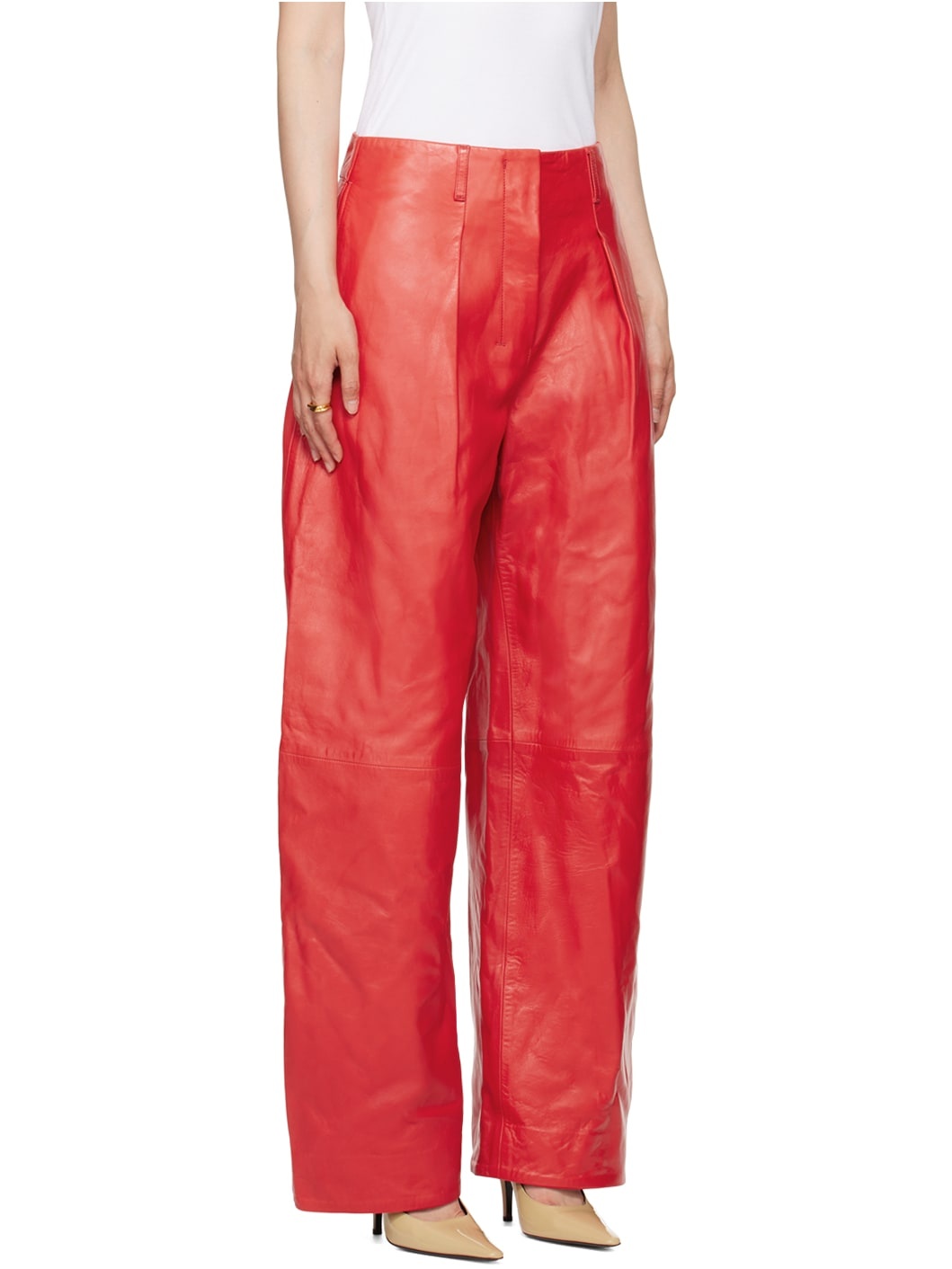 Red Les Sculptures 'Le pantalon Ovalo Cuir' Leather Pants - 2