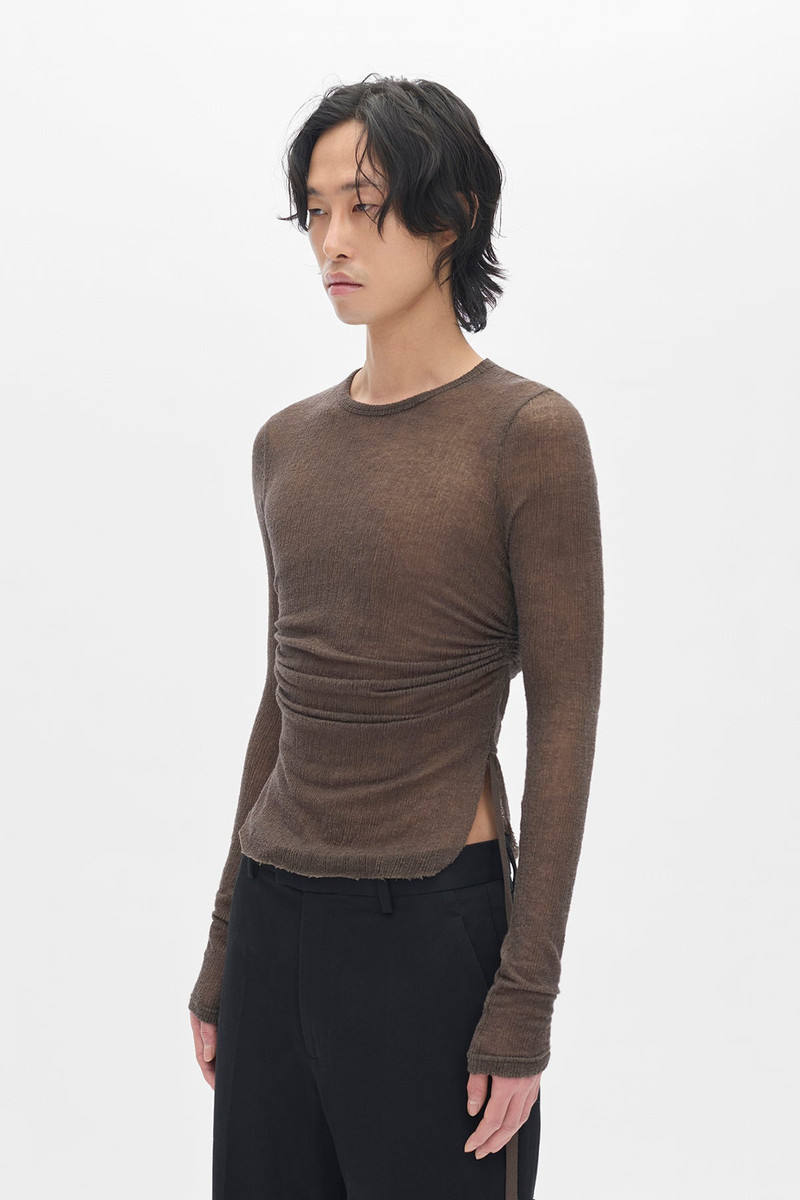 Ann Demeulemeester Brando Wrinkled Cropped Long Sleeve Top outlook