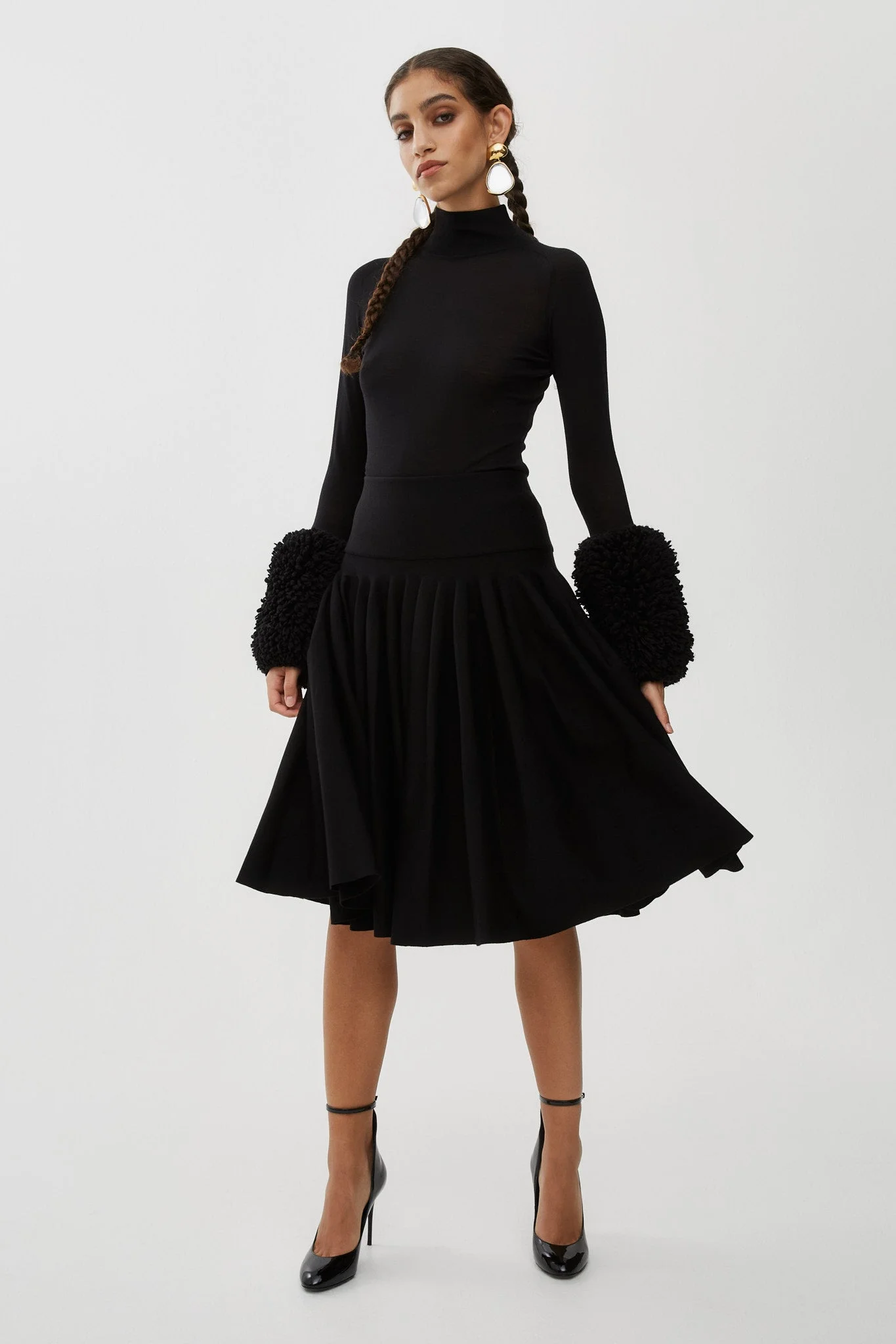 Pleated knit midi skirt - 1