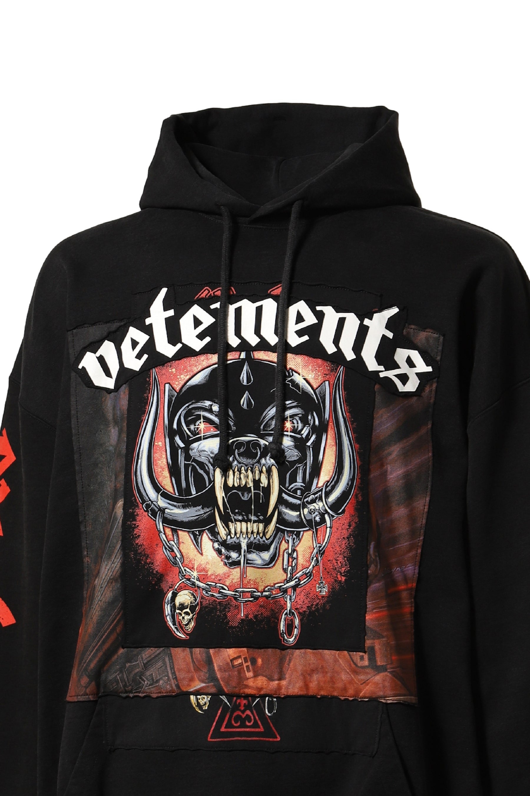 トップス VETEMENTS 24SS Motorhead Patch Hoodie Vetements Men's Motorhead Patched Hoody in Black Vetements