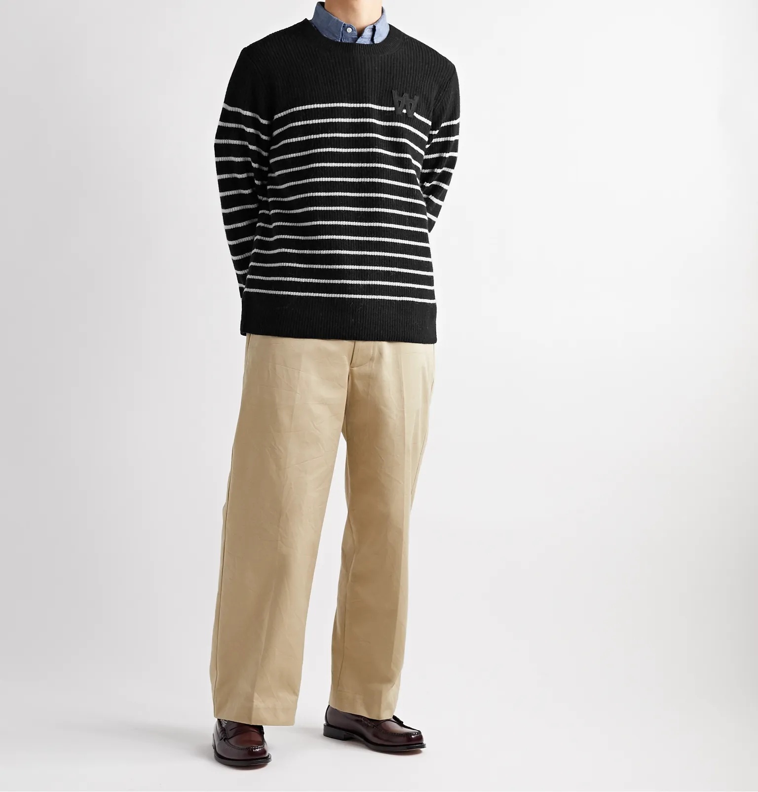 Louis Logo-Appliquéd Striped Wool-Blend Sweater - 2