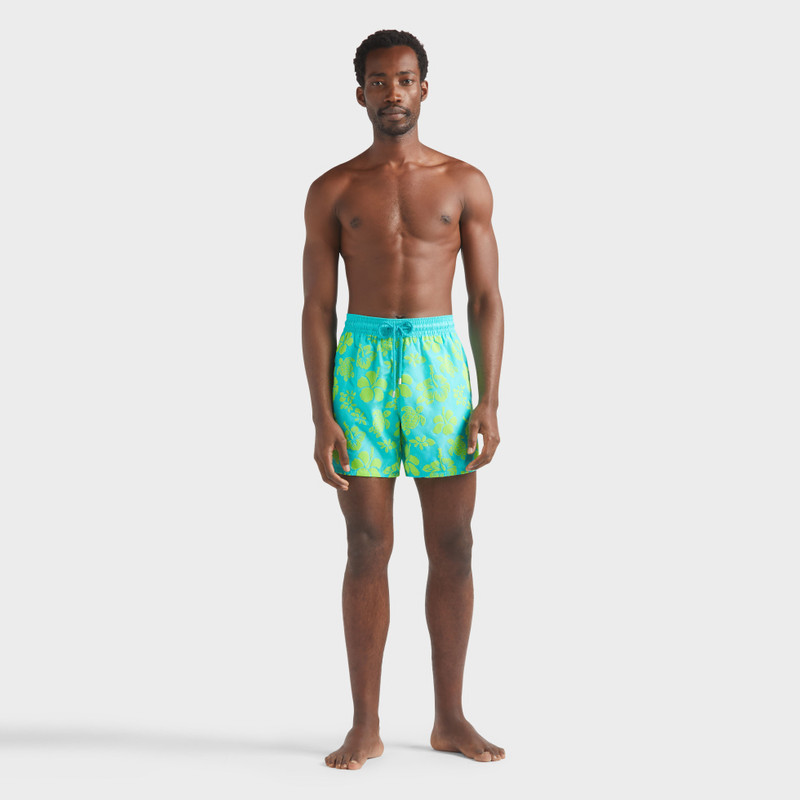 Vilebrequin Men Ultra-light and packable Flocked Swim Shorts Tropical Turtle outlook