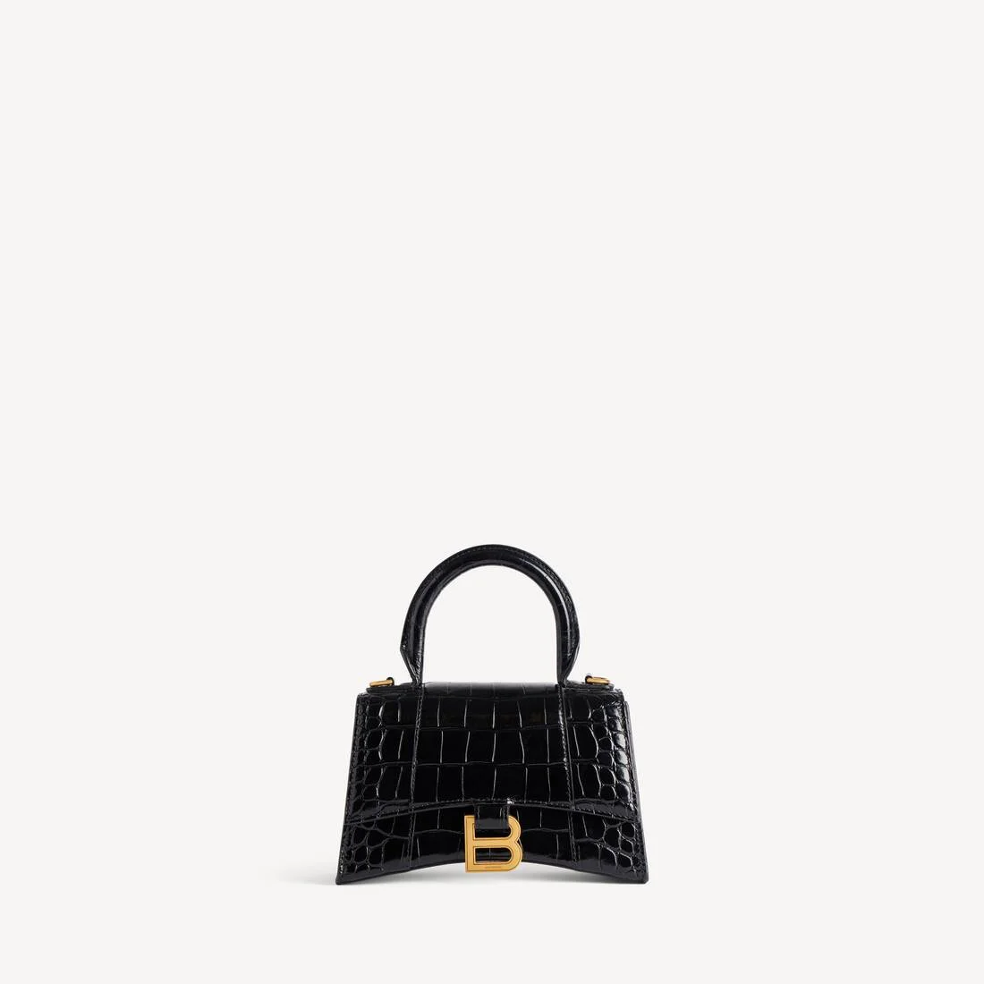 Women's Hourglass Xs Handbag Crocodile Embossed in Black - 1