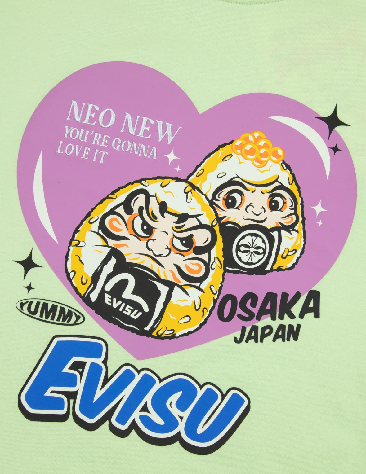 ONIGIRI DARUMA AND HEART PRINT CROPPED T-SHIRT - 7