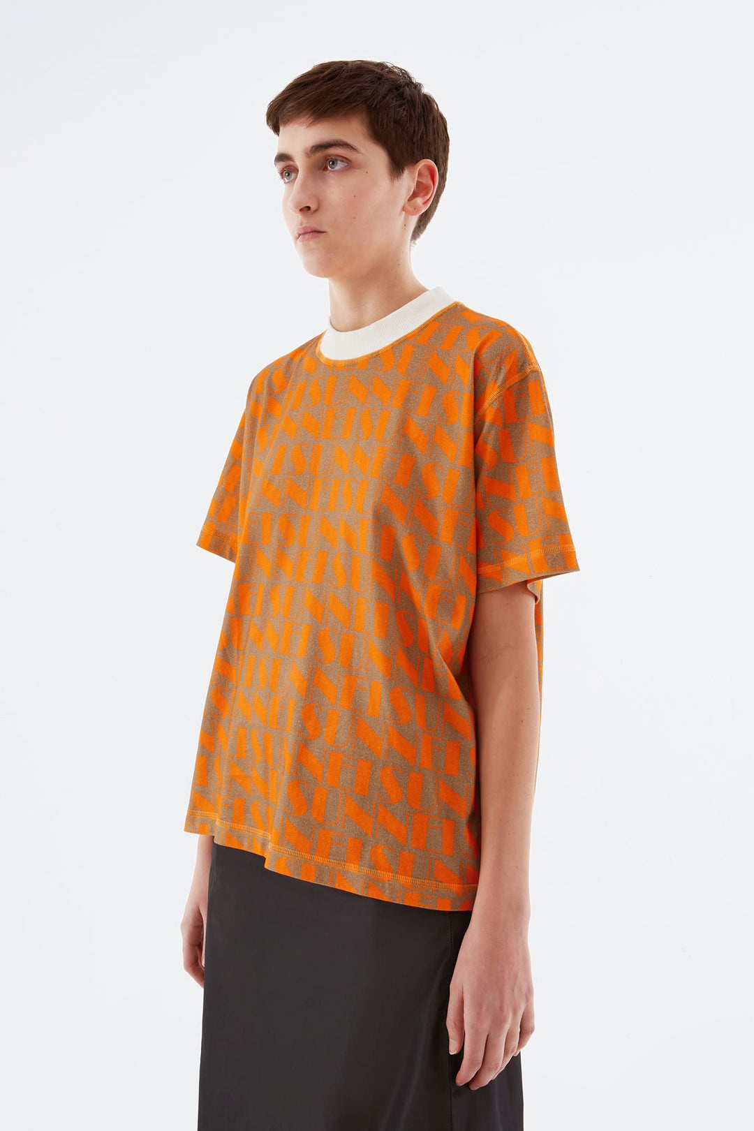 REVERSIBLE ORANGE & BEIGE LOGO T-SHIRT - 4