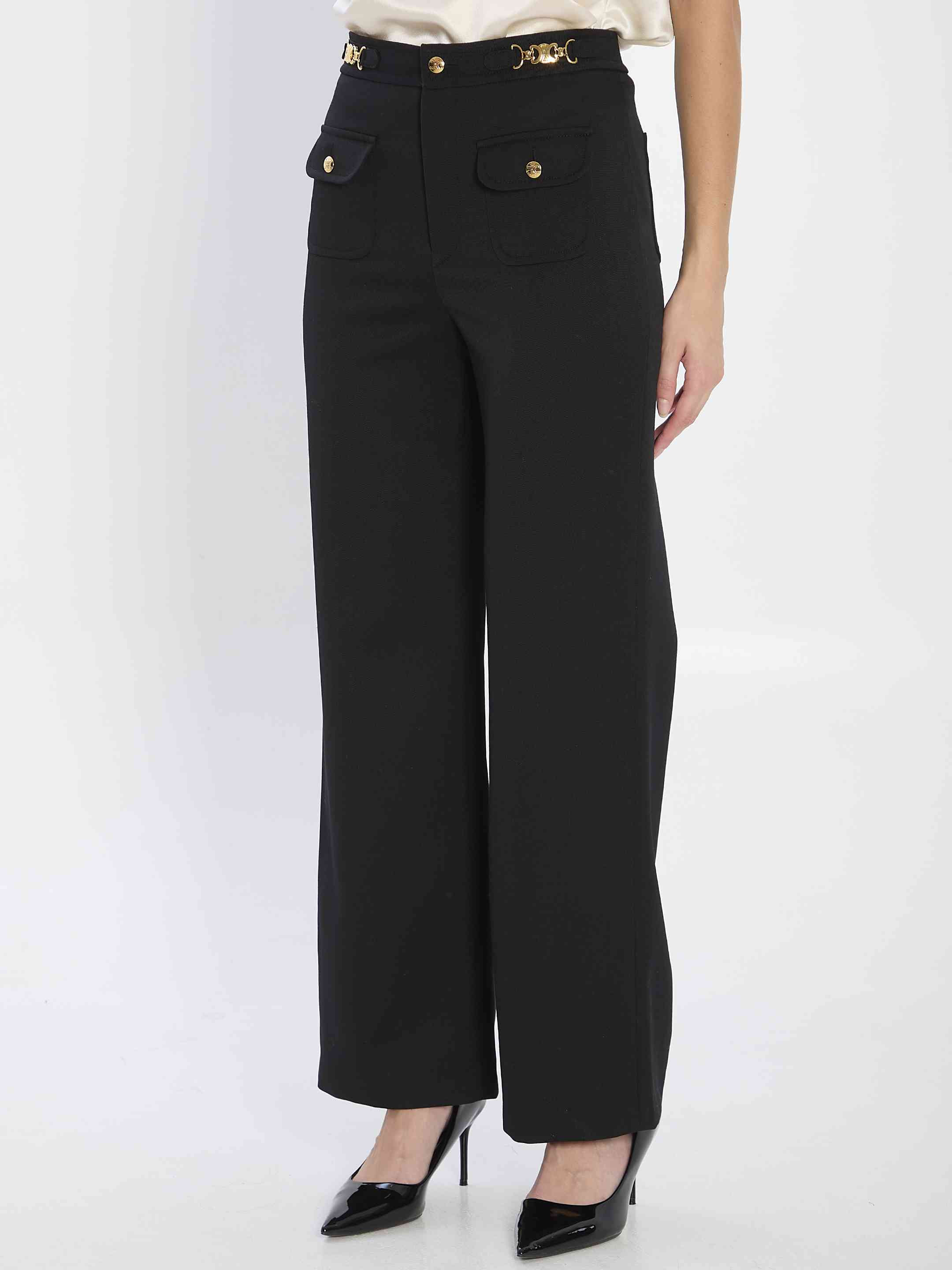 Celine Women Wool Trousers With A Diagonal Weave - 2