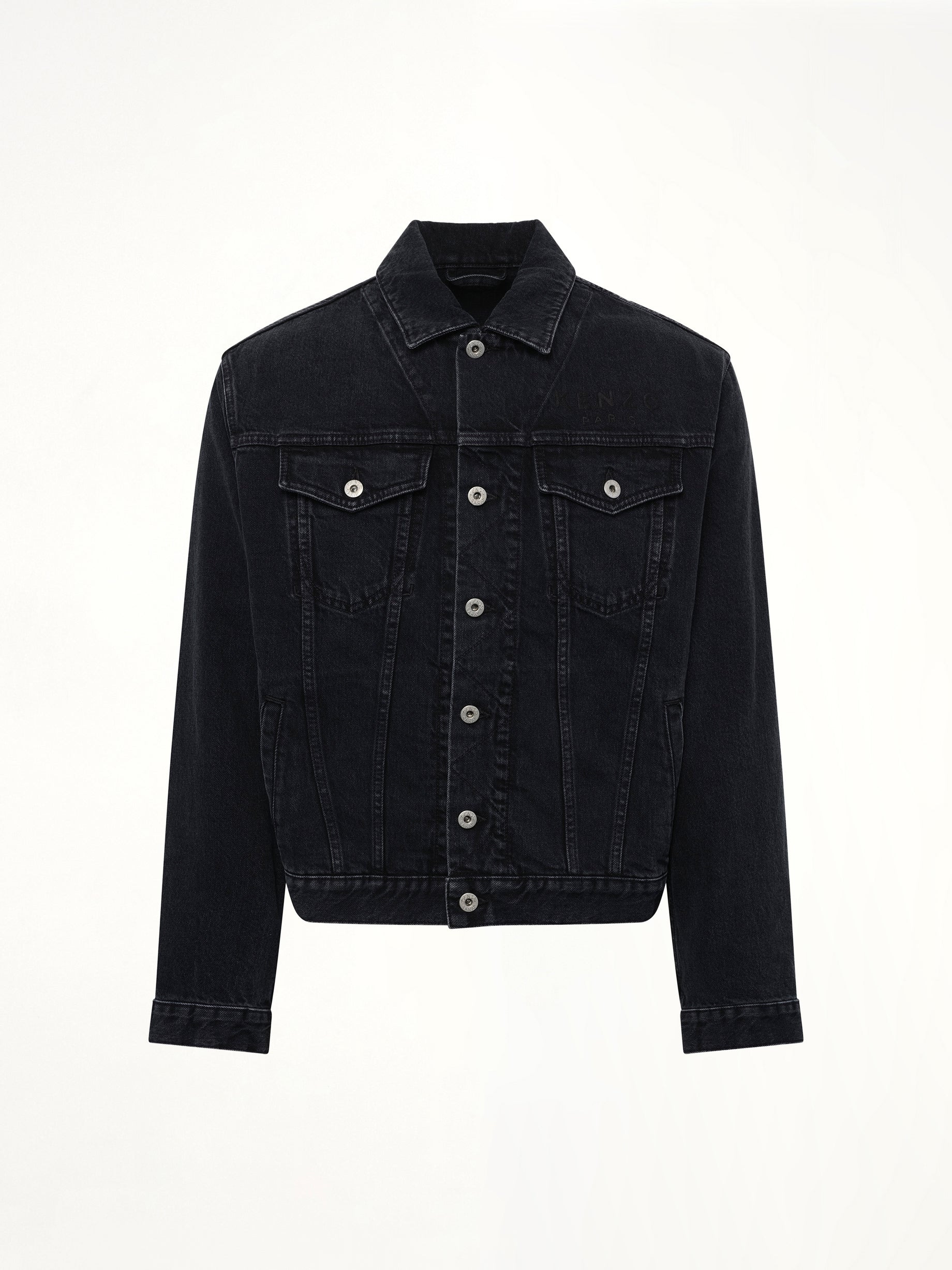 Boke Flower Trucker Jacket in Stone Bleached Black Denim - 2