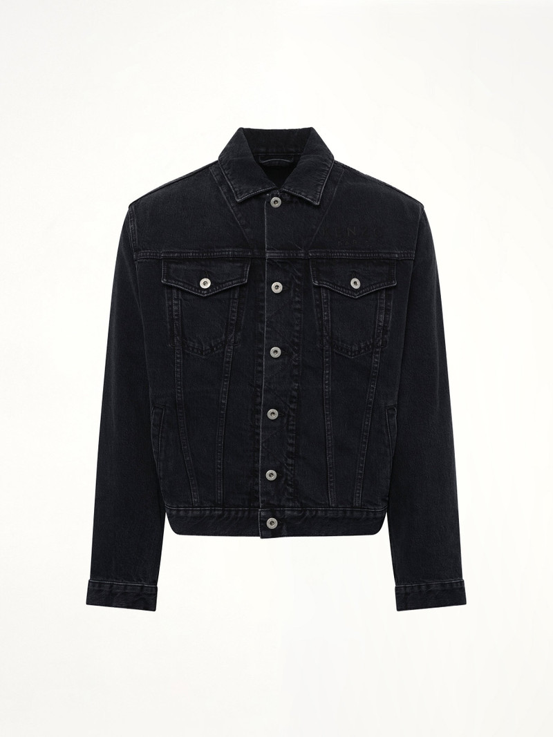 KENZO Boke Flower Trucker Jacket in Stone Bleached Black Denim outlook