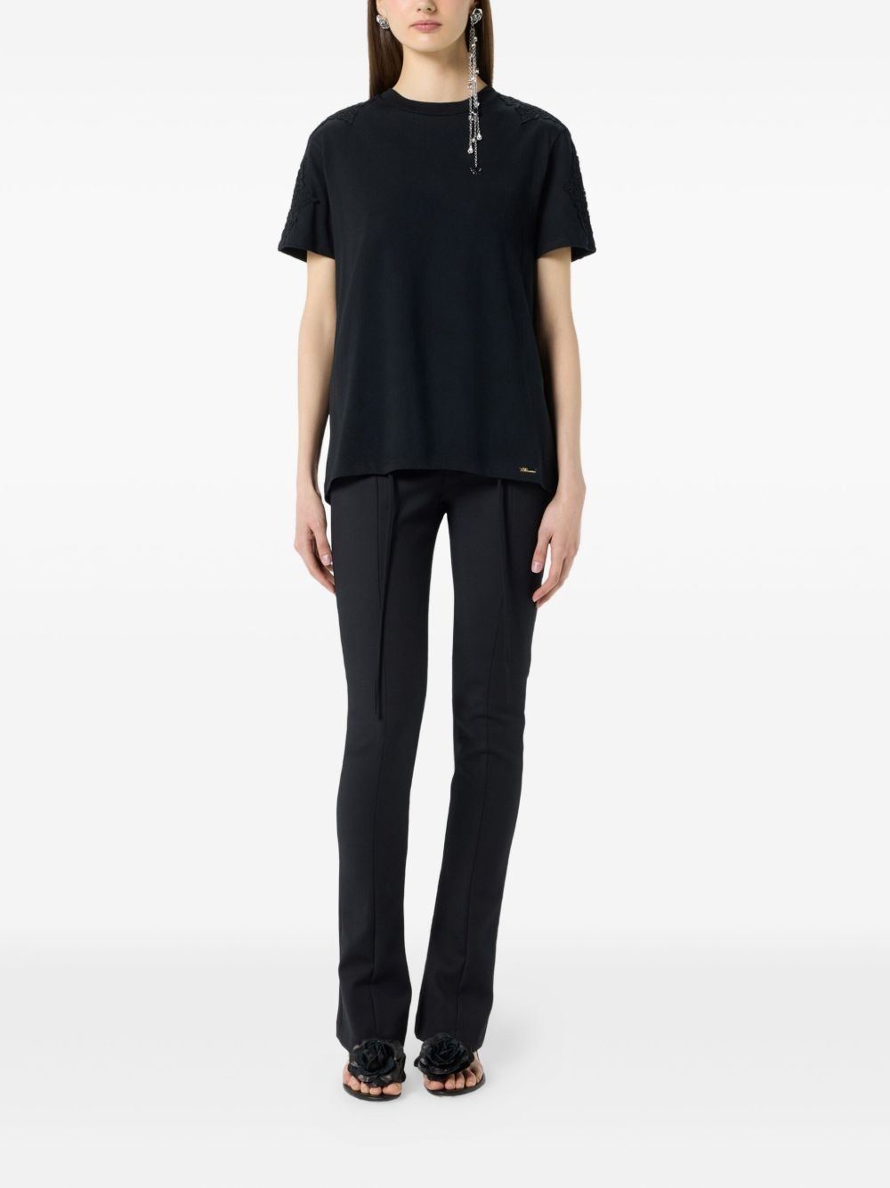 lace-trim T-shirt - 2