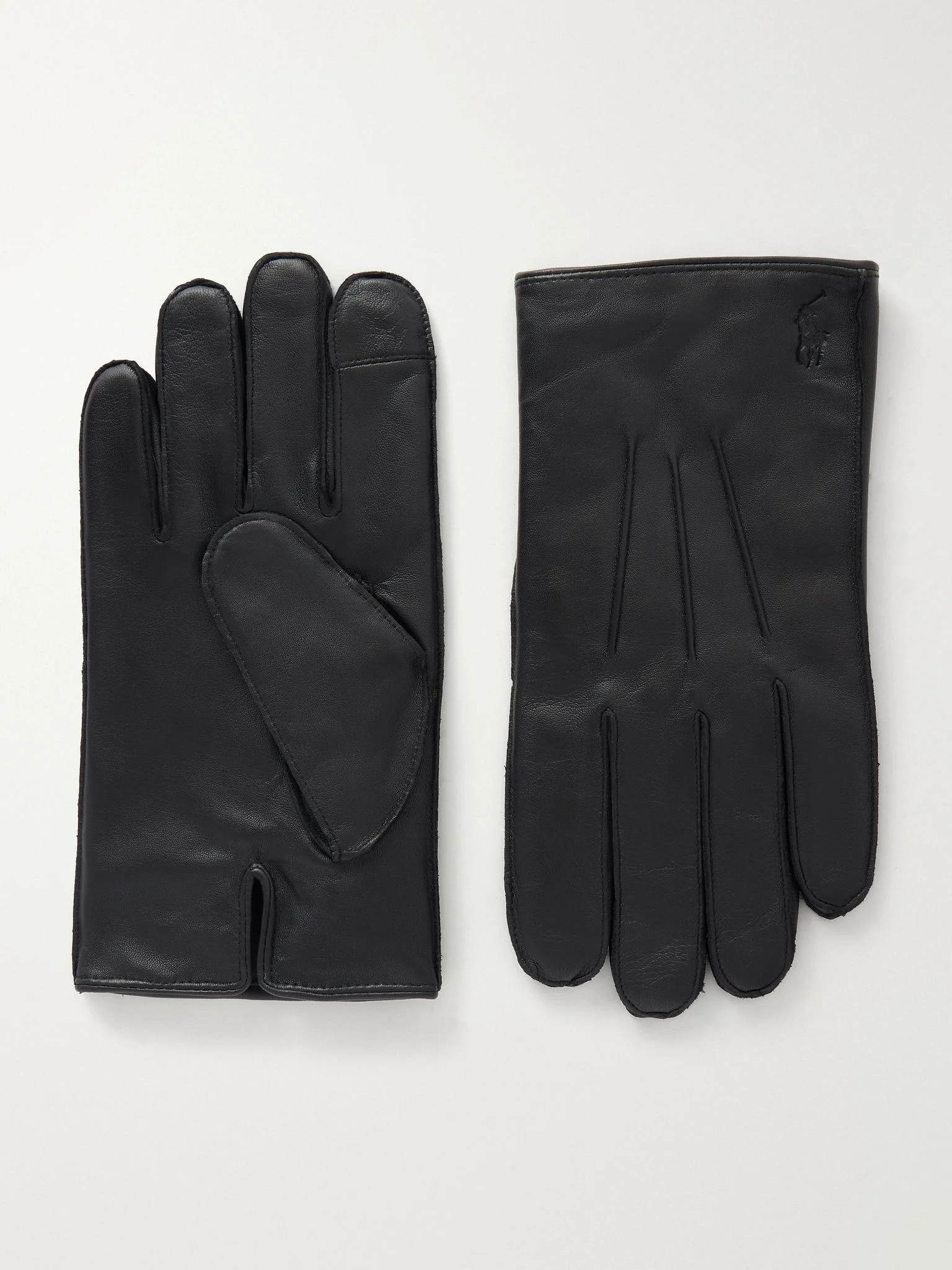 Logo-Debossed Leather Gloves Black - 1