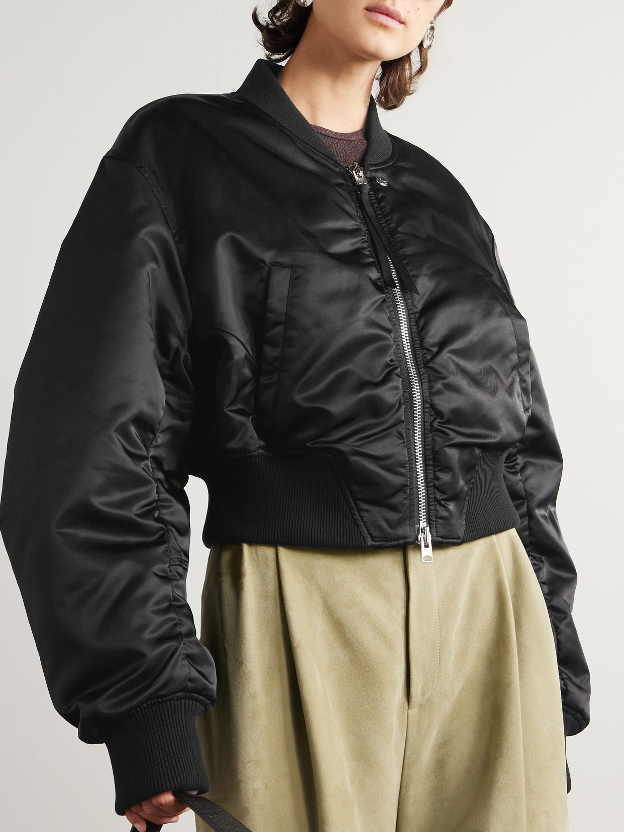 + Shoreditch Ski Club Jett Cropped Recycled Satin-twill Bomber Jacket - 4
