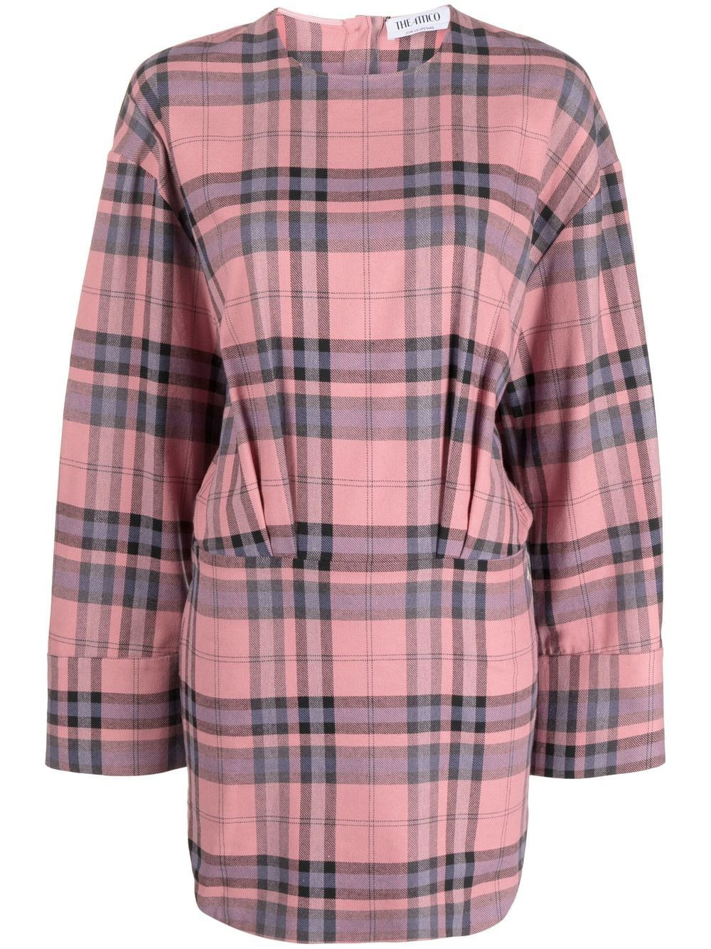plaid-pattern mini shift dress - 1