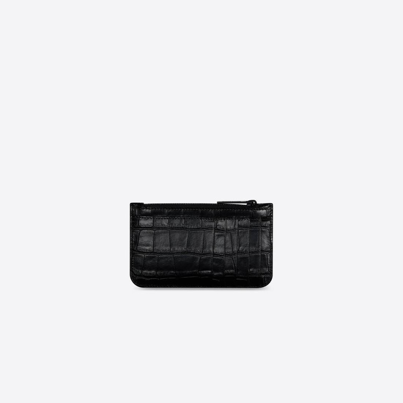 BALENCIAGA Women's Gossip Long Coin And Card Holder Crocodile Embossed in Black outlook