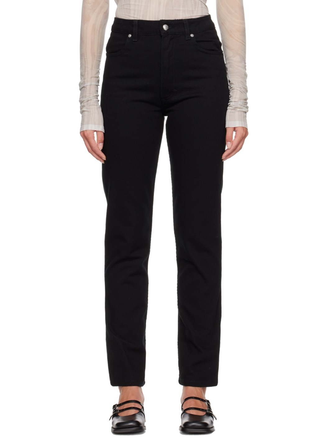 Black Straight Leg Jeans - 1