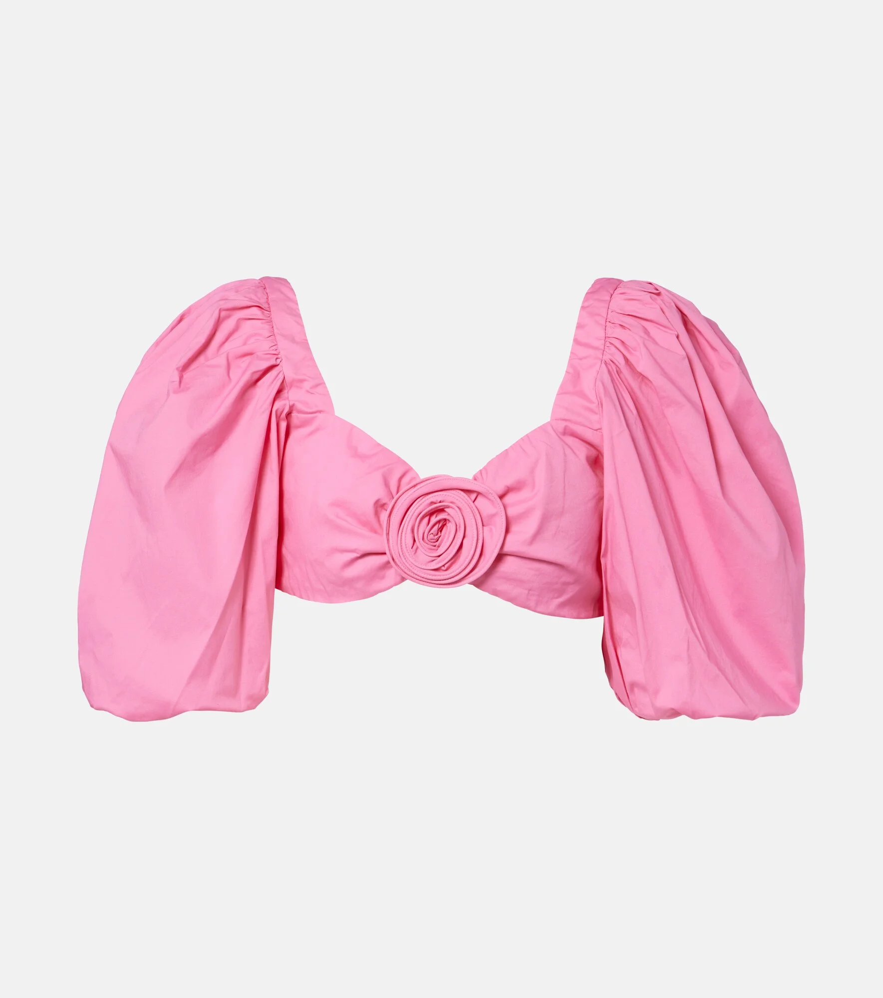 Floral-appliqué cotton-blend crop top - 1