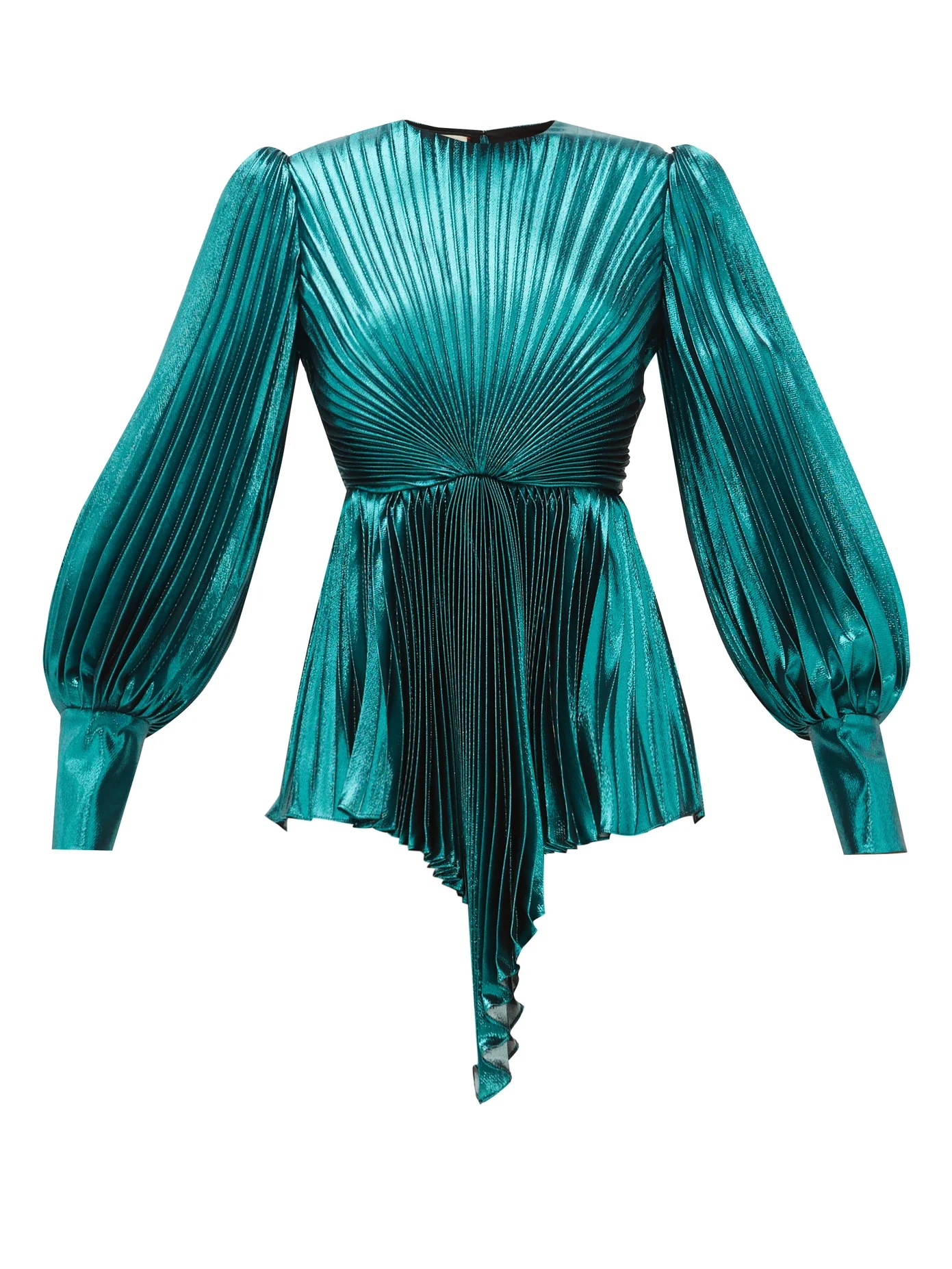 Plissé metallic silk-blend blouse - 1