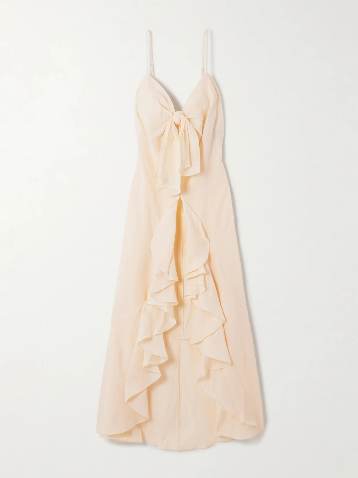 Zambra Tie-detailed Ruffled Organic Linen Blouse - 1