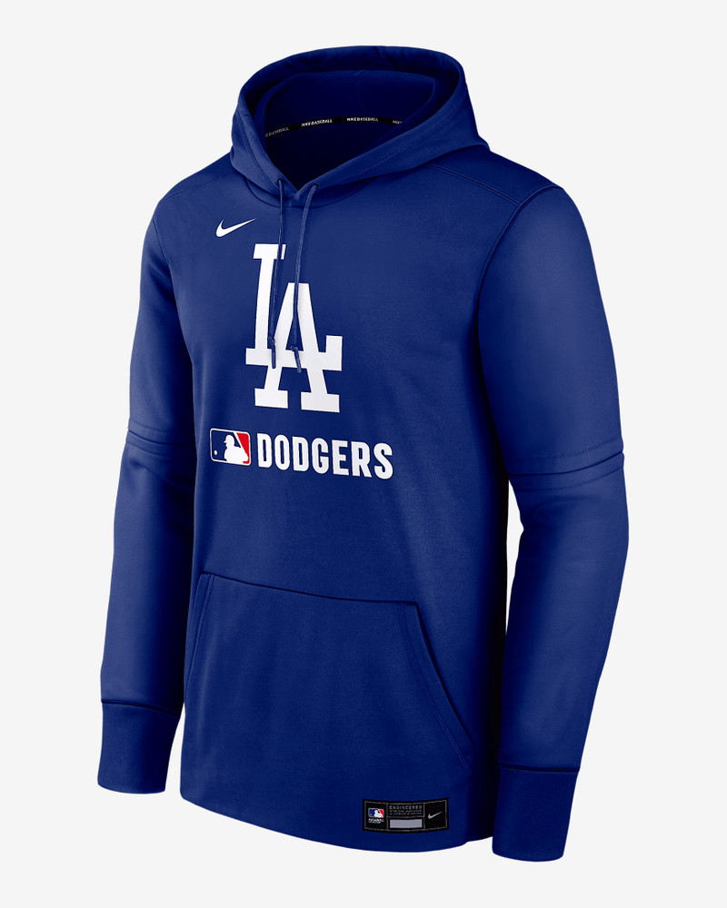 Los Angeles Dodgers Authentic Collection Men's Nike Therma MLB Pullover Hoodie 1