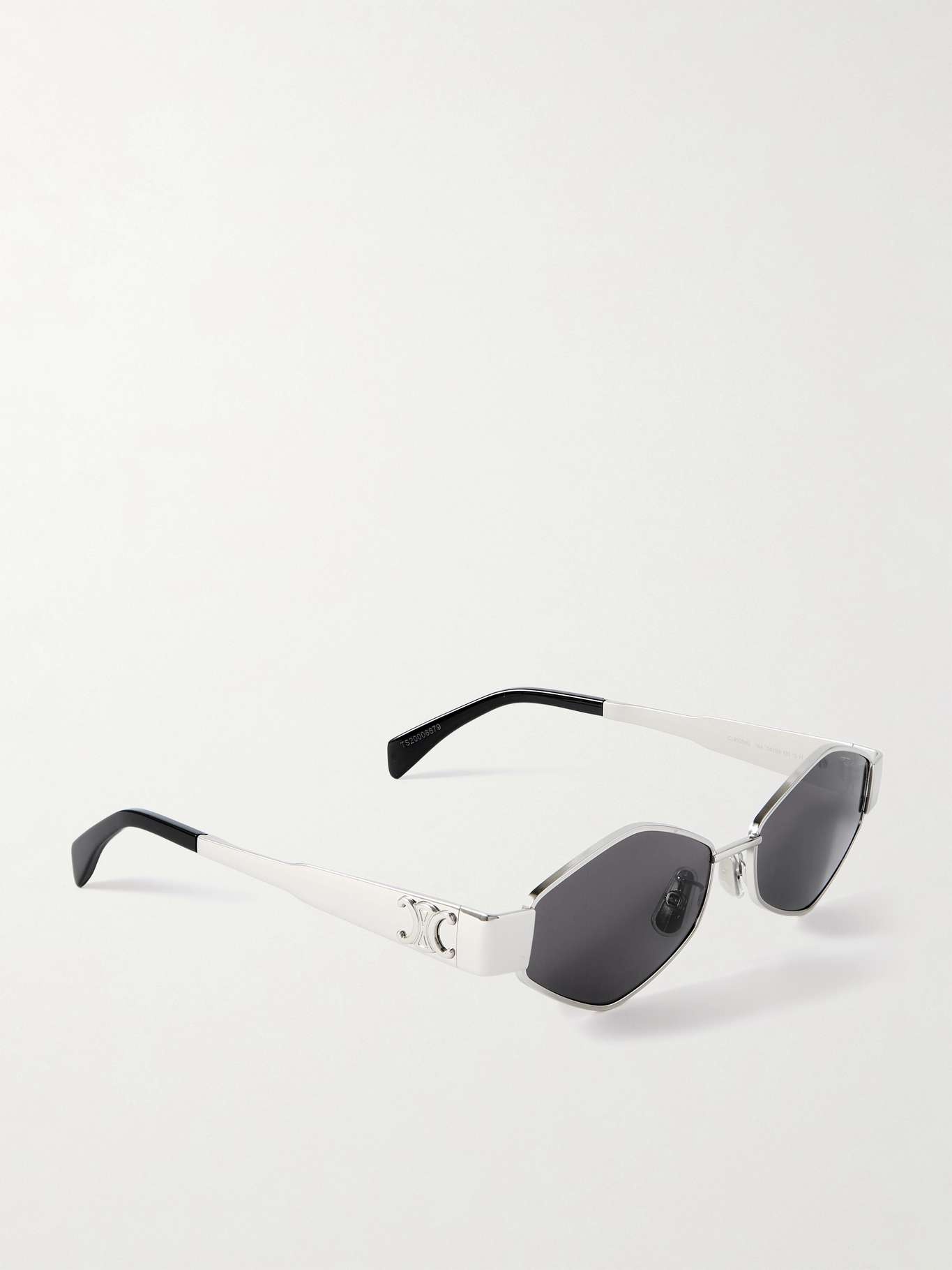 CELINE Triomphe hexagon-frame silver-tone sunglasses